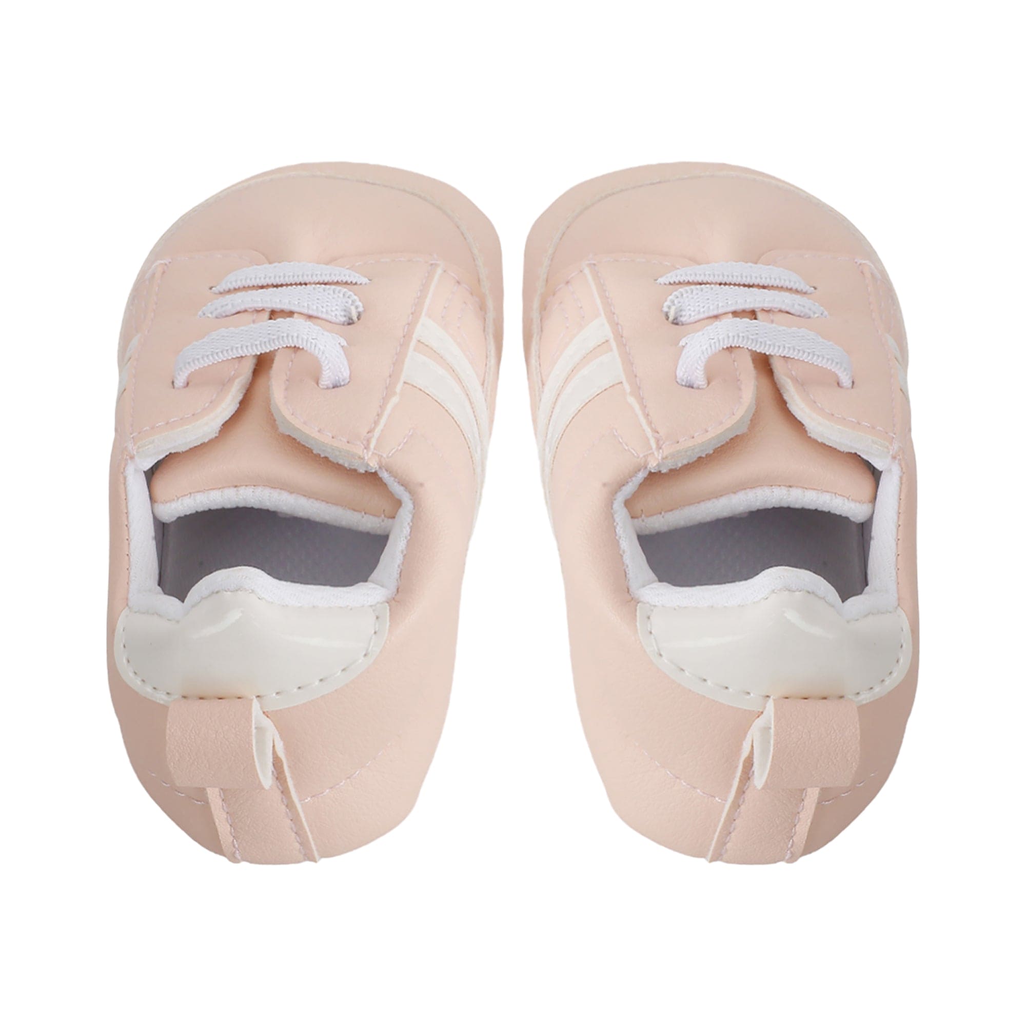 Baby Moo Striped Peach Lace Up Sneakers