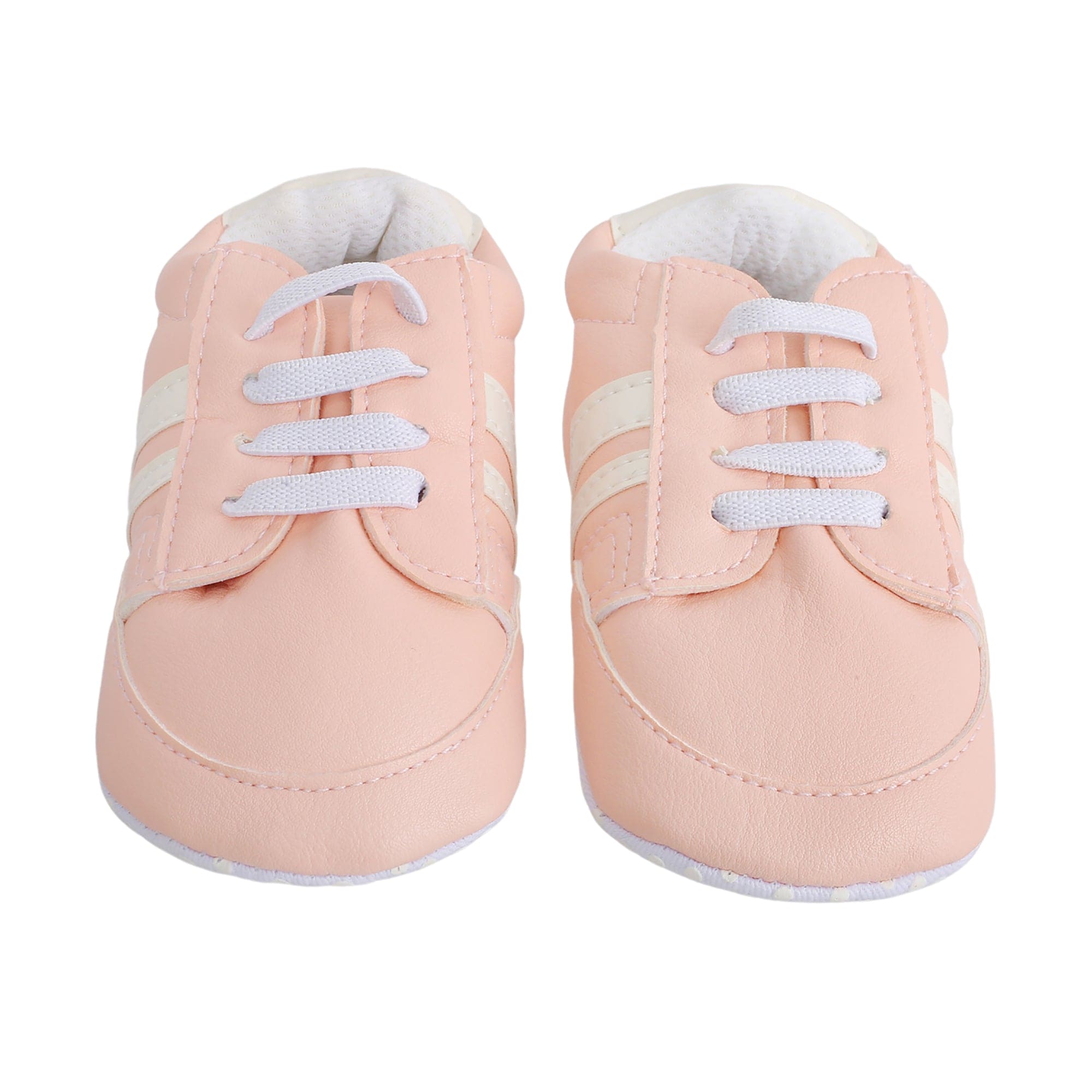 Baby Moo Striped Peach Lace Up Sneakers