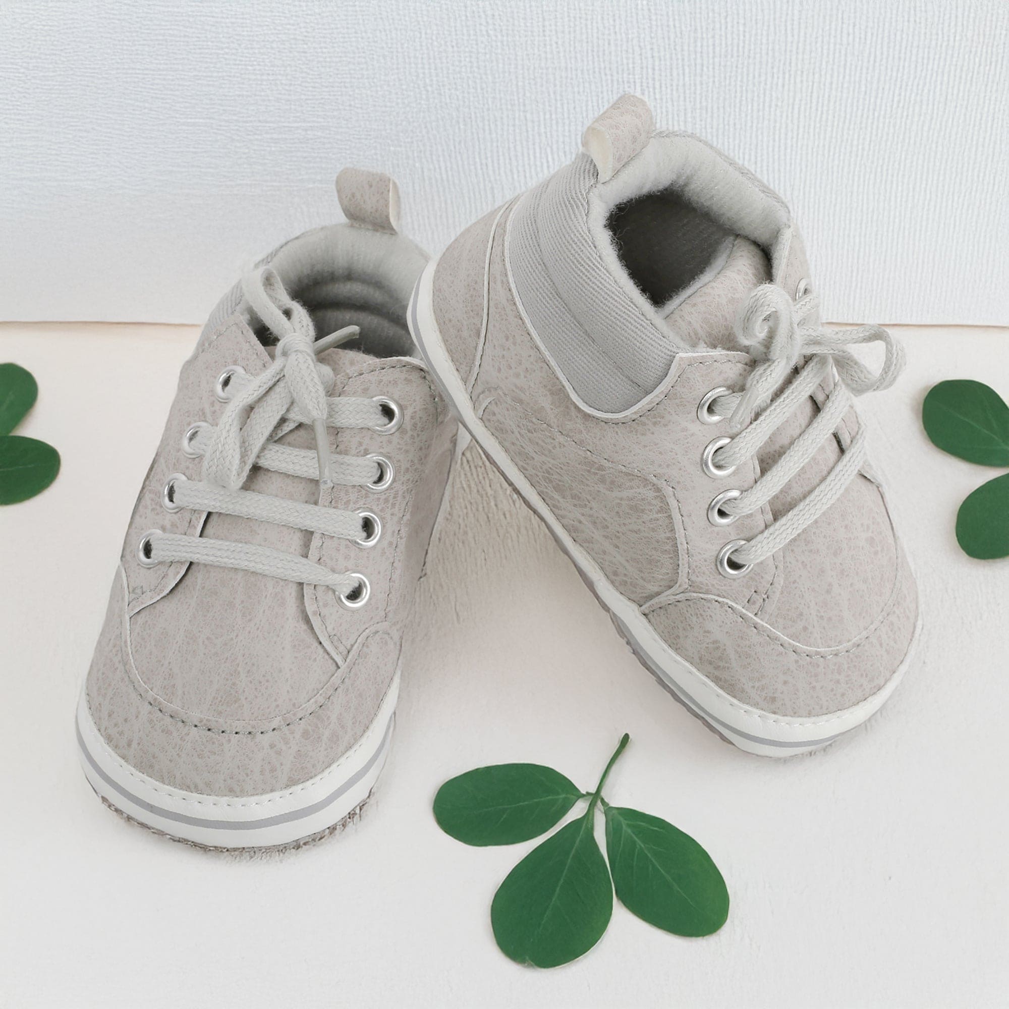 Baby Moo Textured Grey Lace Up Sneakers