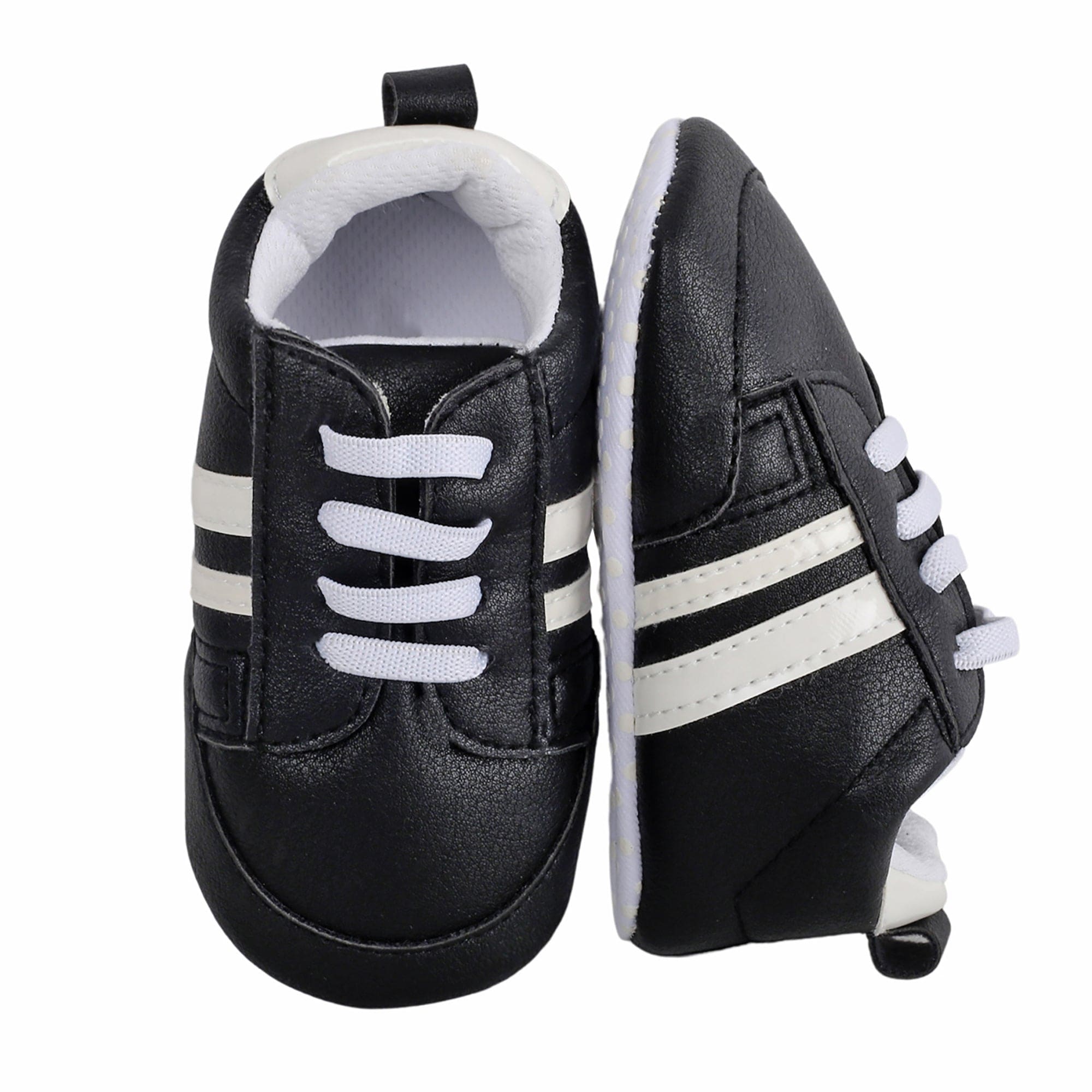 Baby Moo White Stripes On Black Sneakers