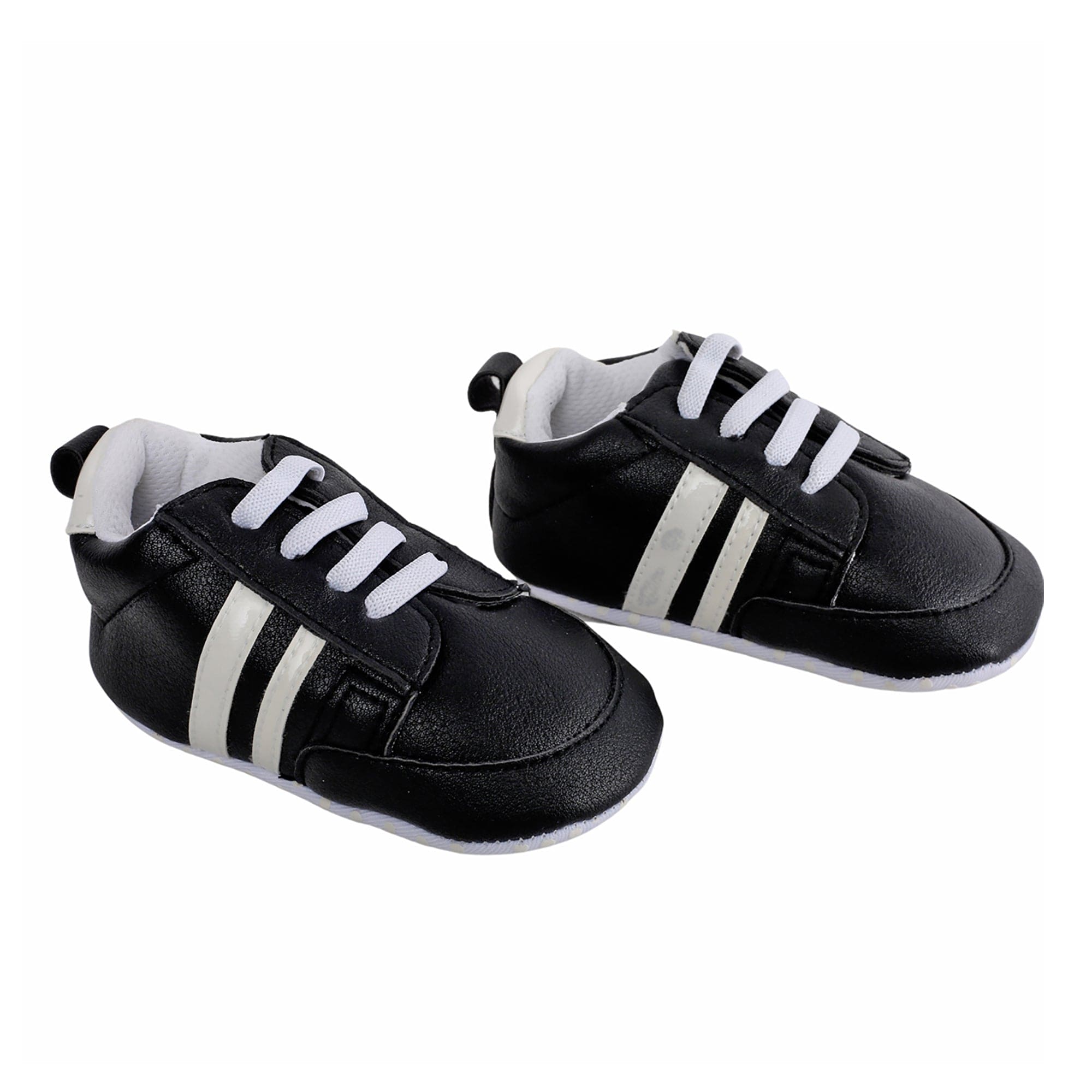 Baby Moo White Stripes On Black Sneakers