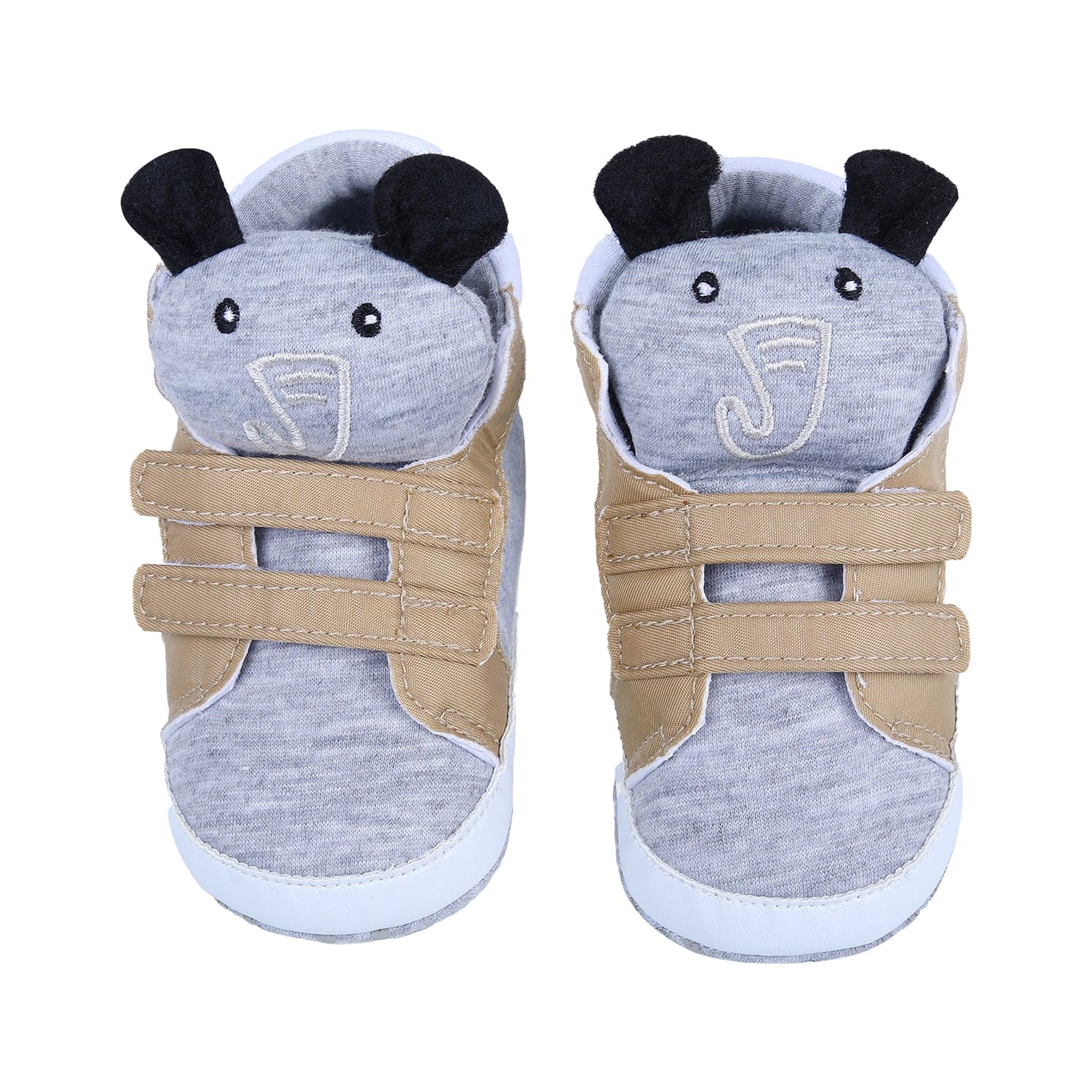 Elephant Cute And Stylish Comfy Velcro Booties - Grey