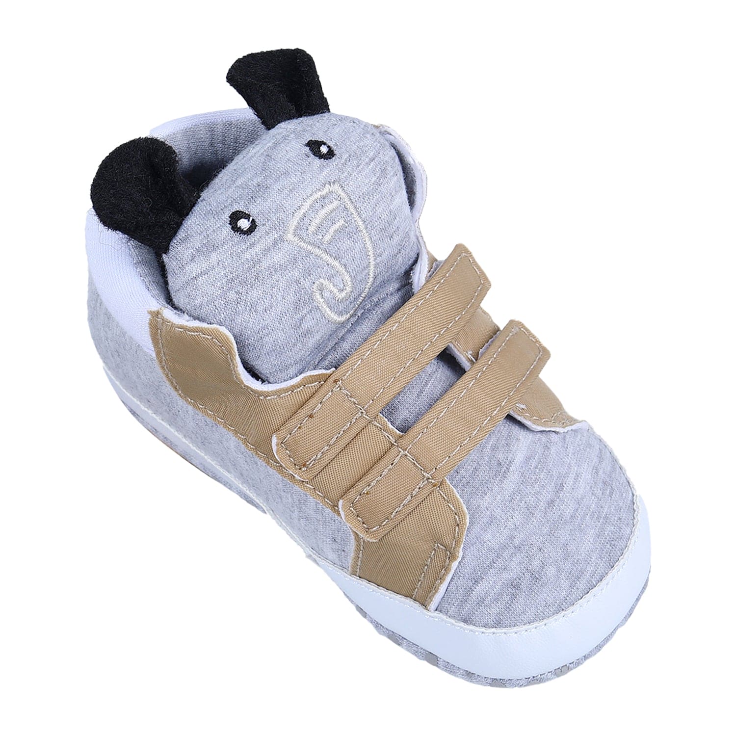 Elephant Cute And Stylish Comfy Velcro Booties - Grey