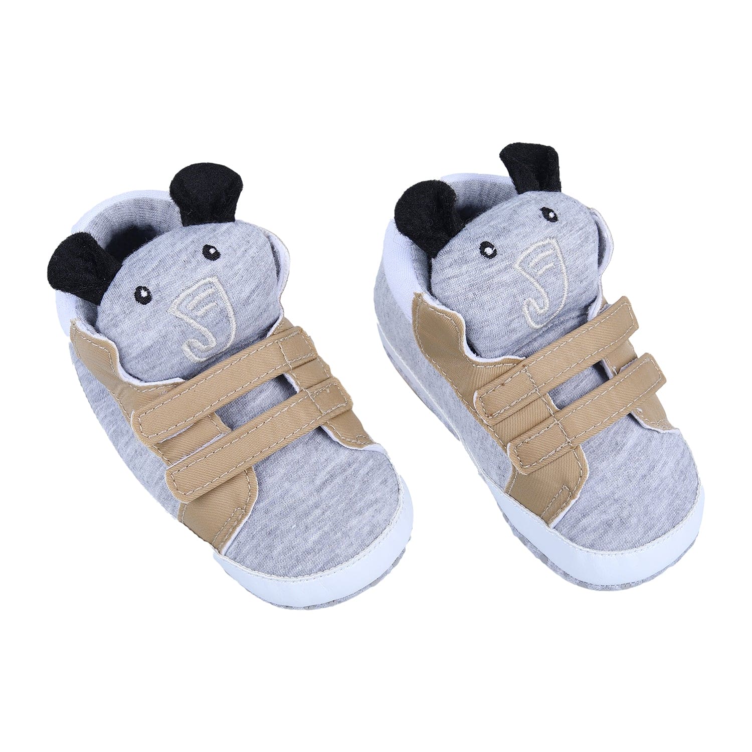 Elephant Cute And Stylish Comfy Velcro Booties - Grey