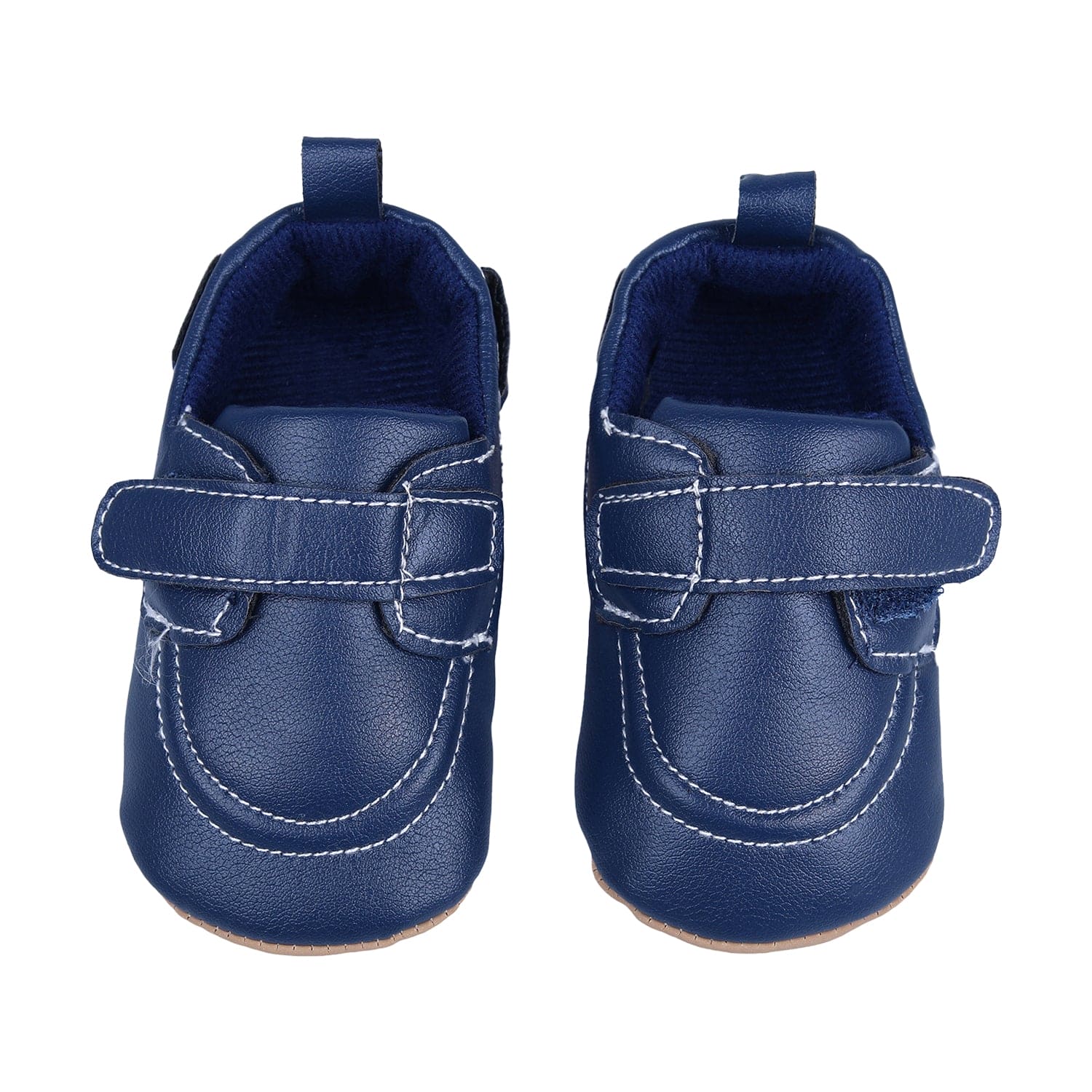 Solid Hookloop Stylish Leather Velcro Shoes - Navy Blue