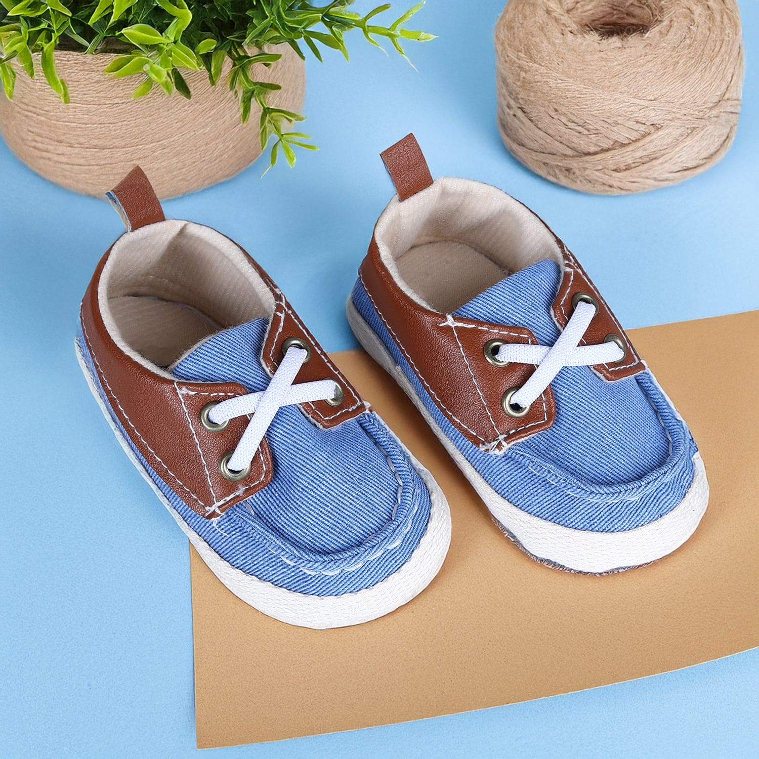 Colour Blocked Stylish Boat Slip-On Booties - Blue
