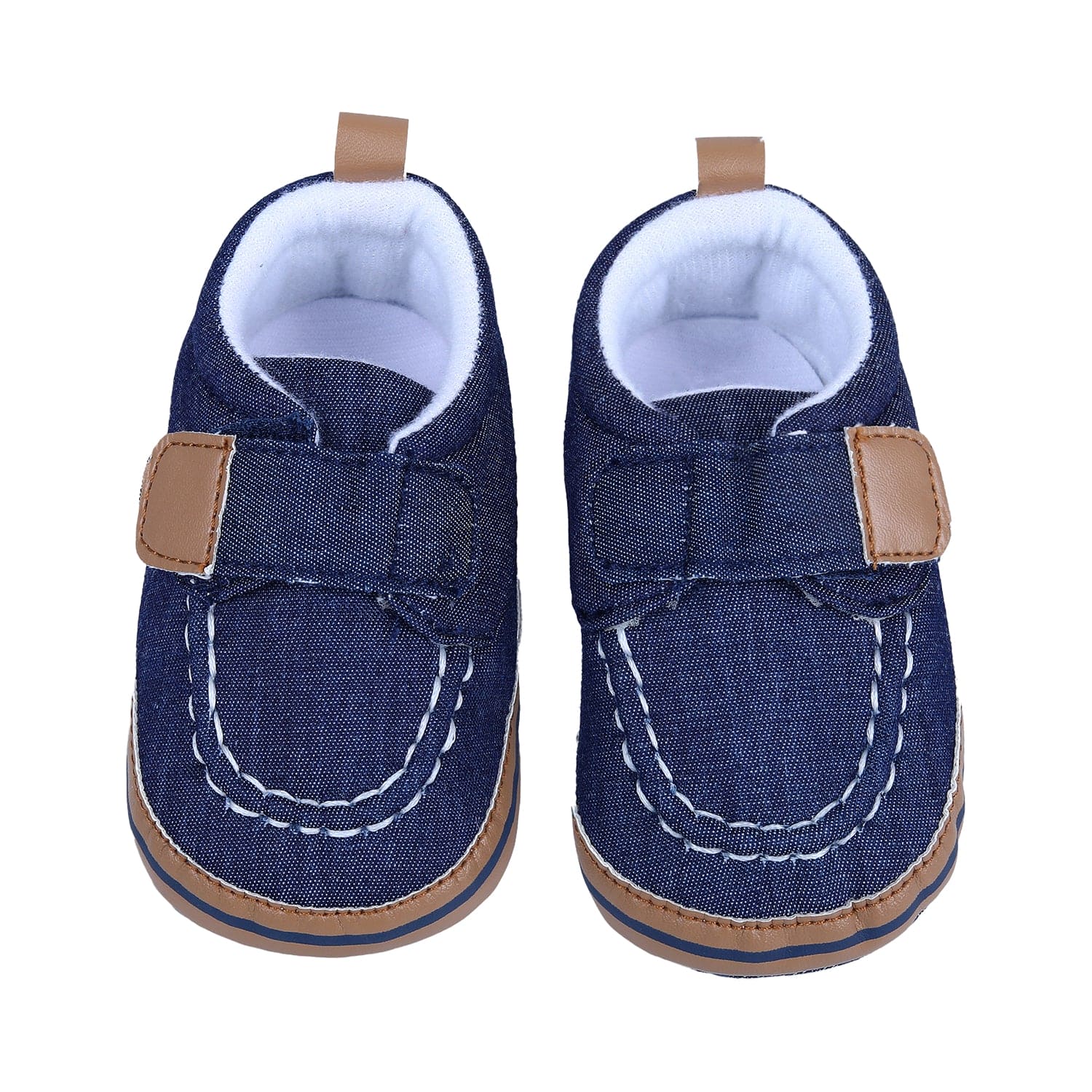 Solid Hookloop Stylish And Casual Denim Velcro Booties - Blue