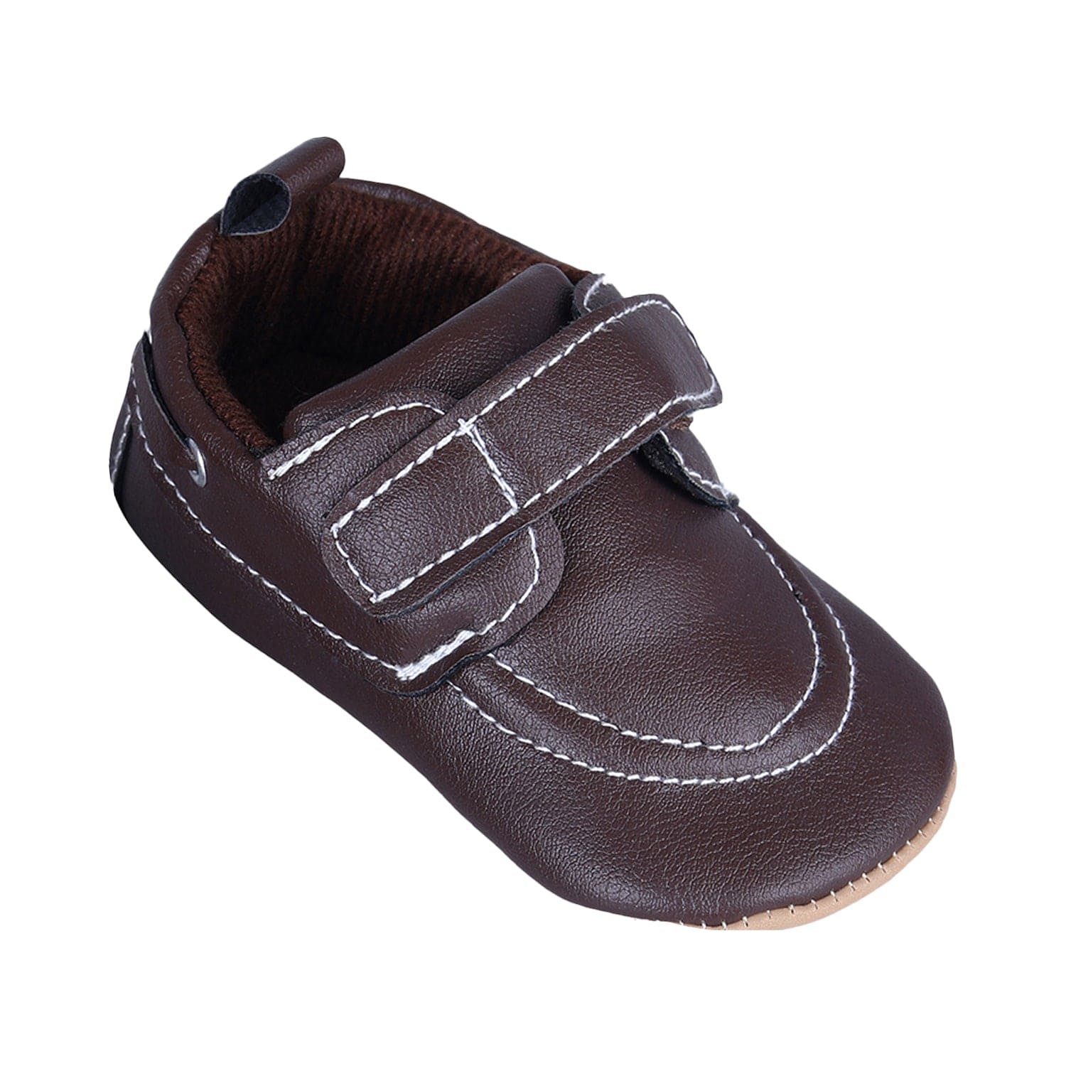 Solid Hookloop Stylish Leather Velcro Shoes - Brown