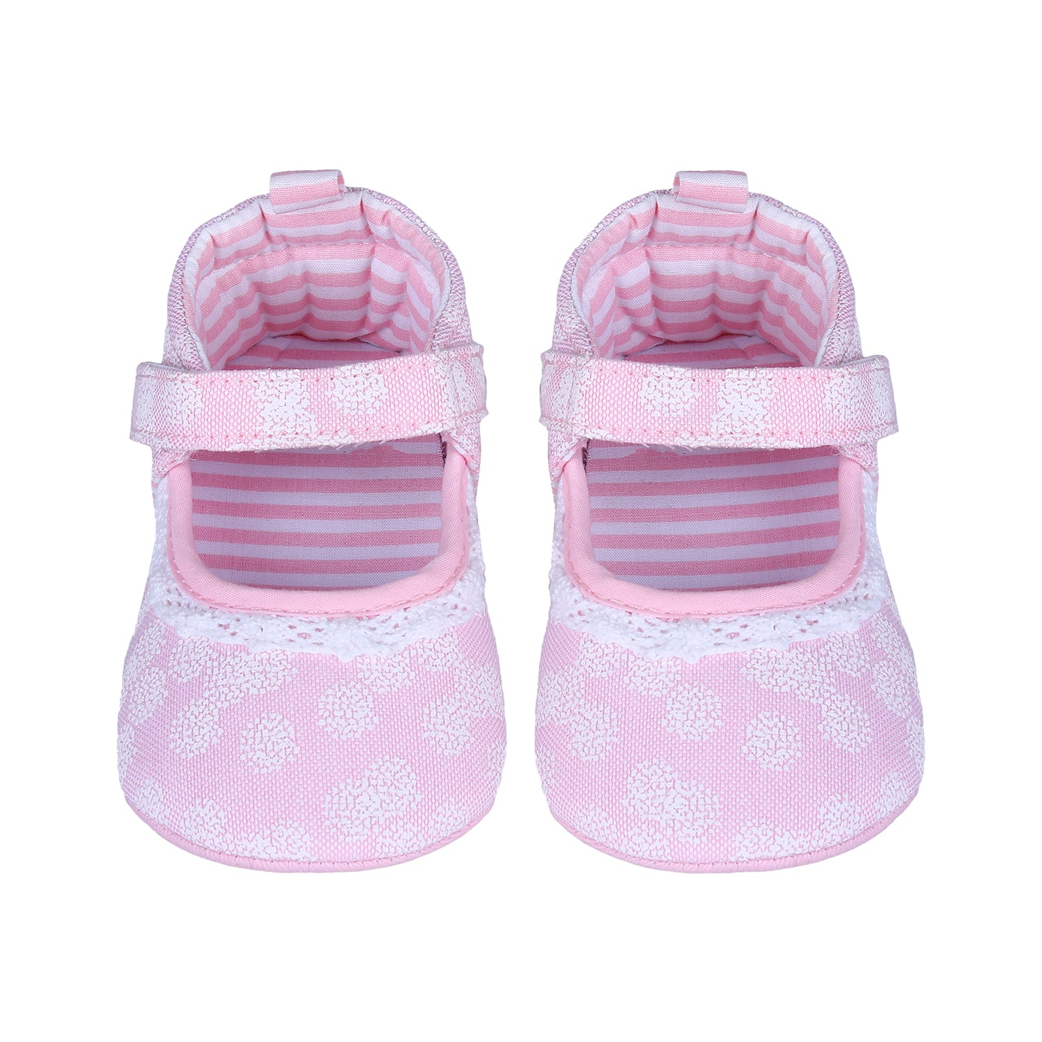 Textured Hookloop Premium Girls Anti-Slip Ballerina Shoes - Pink
