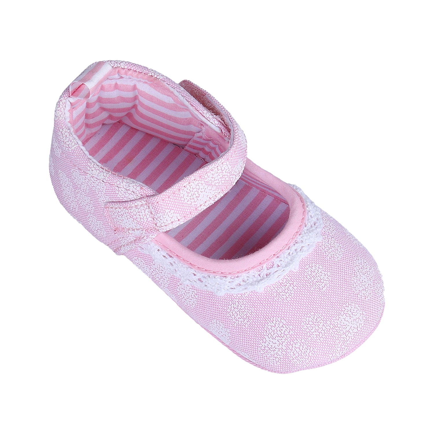 Textured Hookloop Premium Girls Anti-Slip Ballerina Shoes - Pink