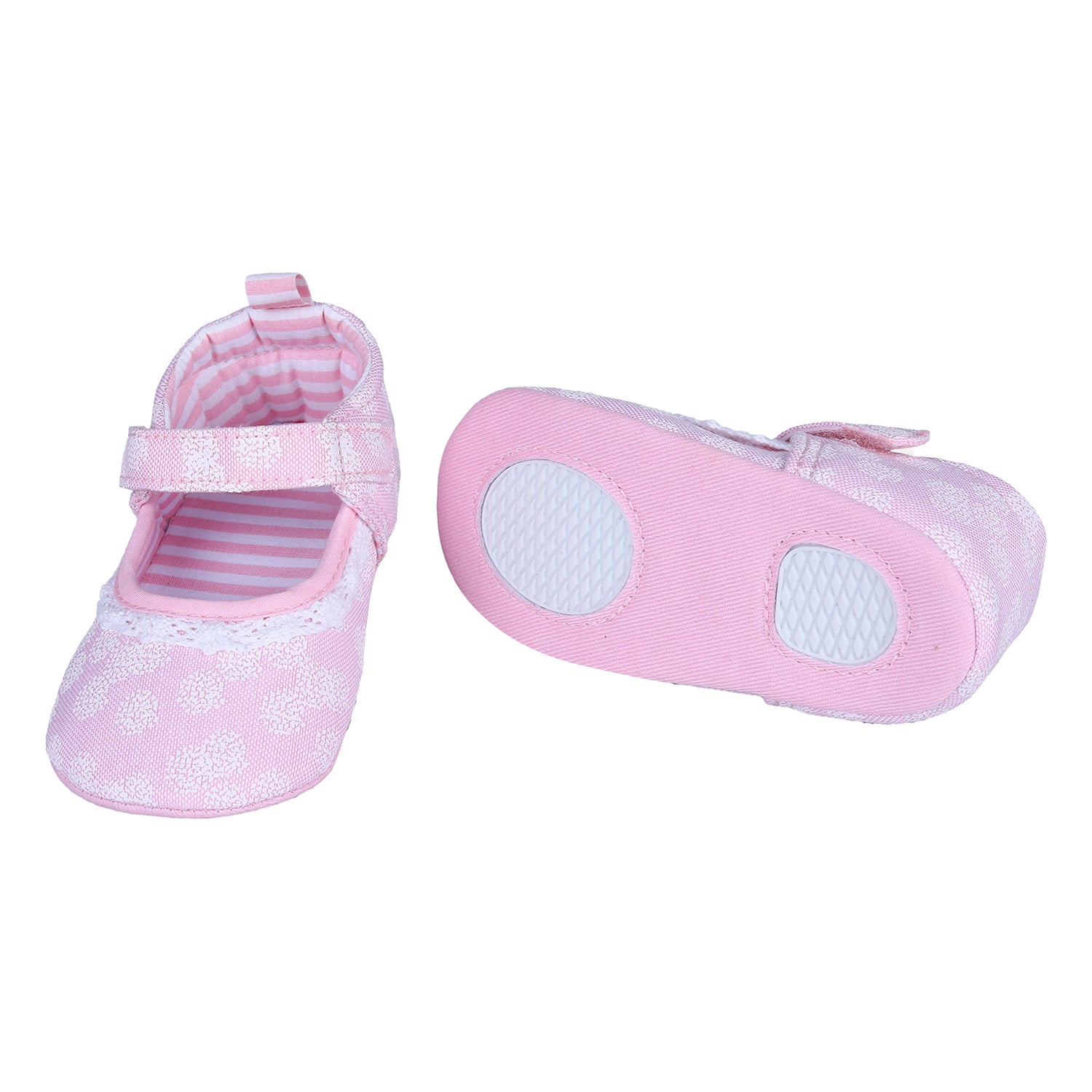 Textured Hookloop Premium Girls Anti-Slip Ballerina Shoes - Pink