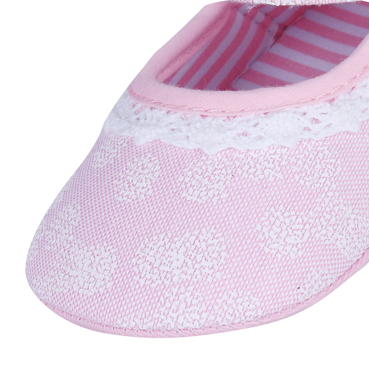 Textured Hookloop Premium Girls Anti-Slip Ballerina Shoes - Pink