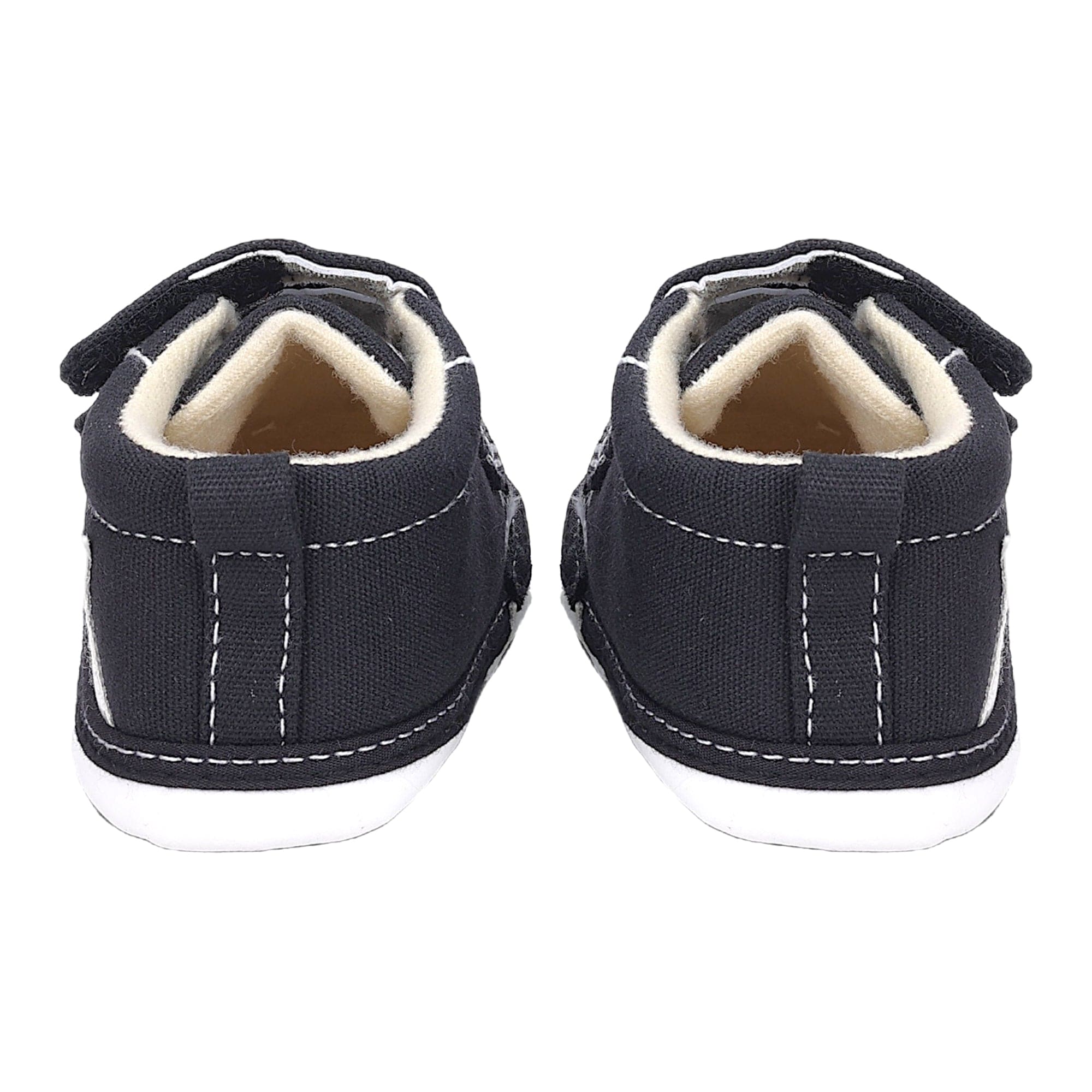 Baby Moo Casual Hook Loop Anti-Skid Classic Canvas Sneakers - Black
