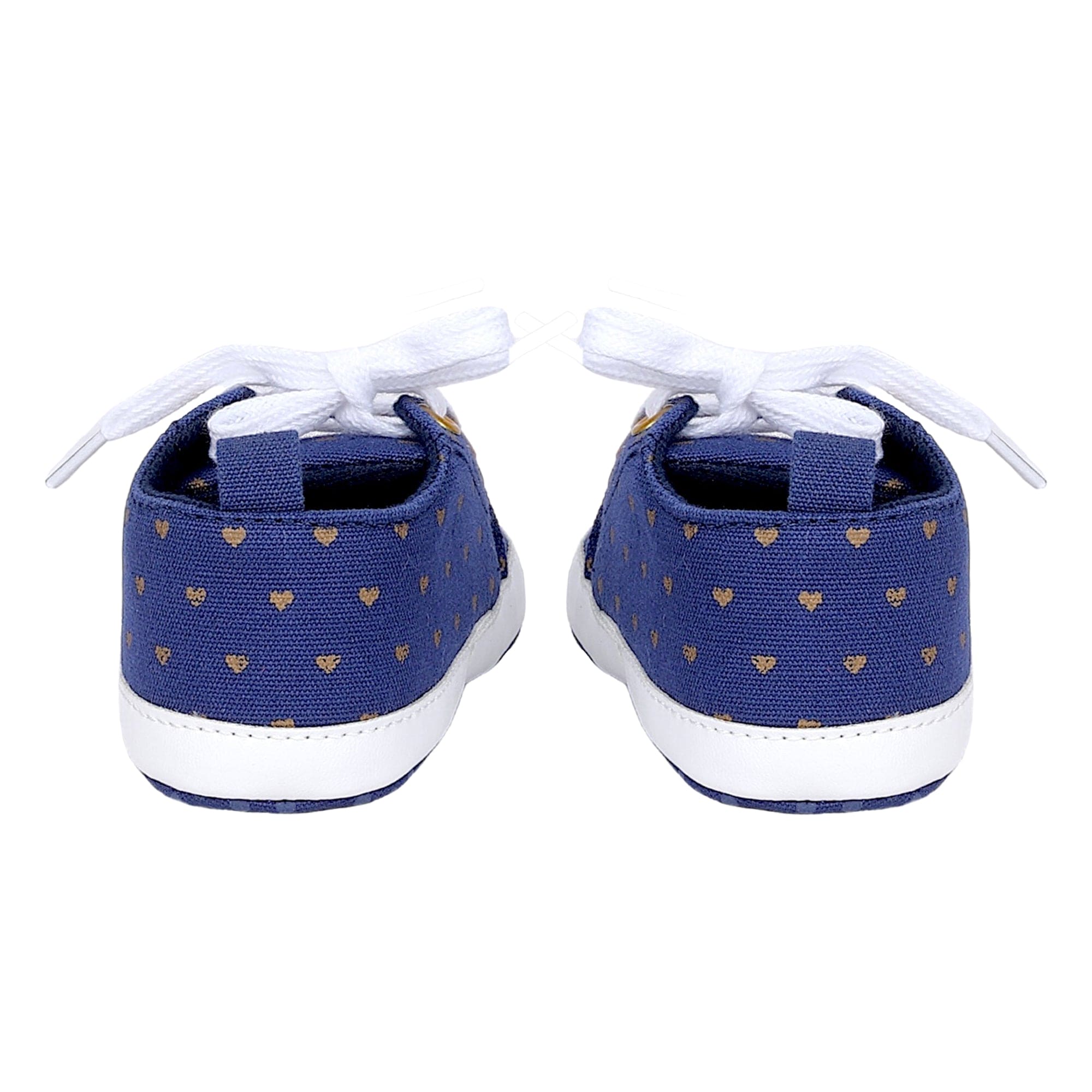 Baby Moo Heart Print Lace-Up Anti-Skid Sneakers - Navy Blue