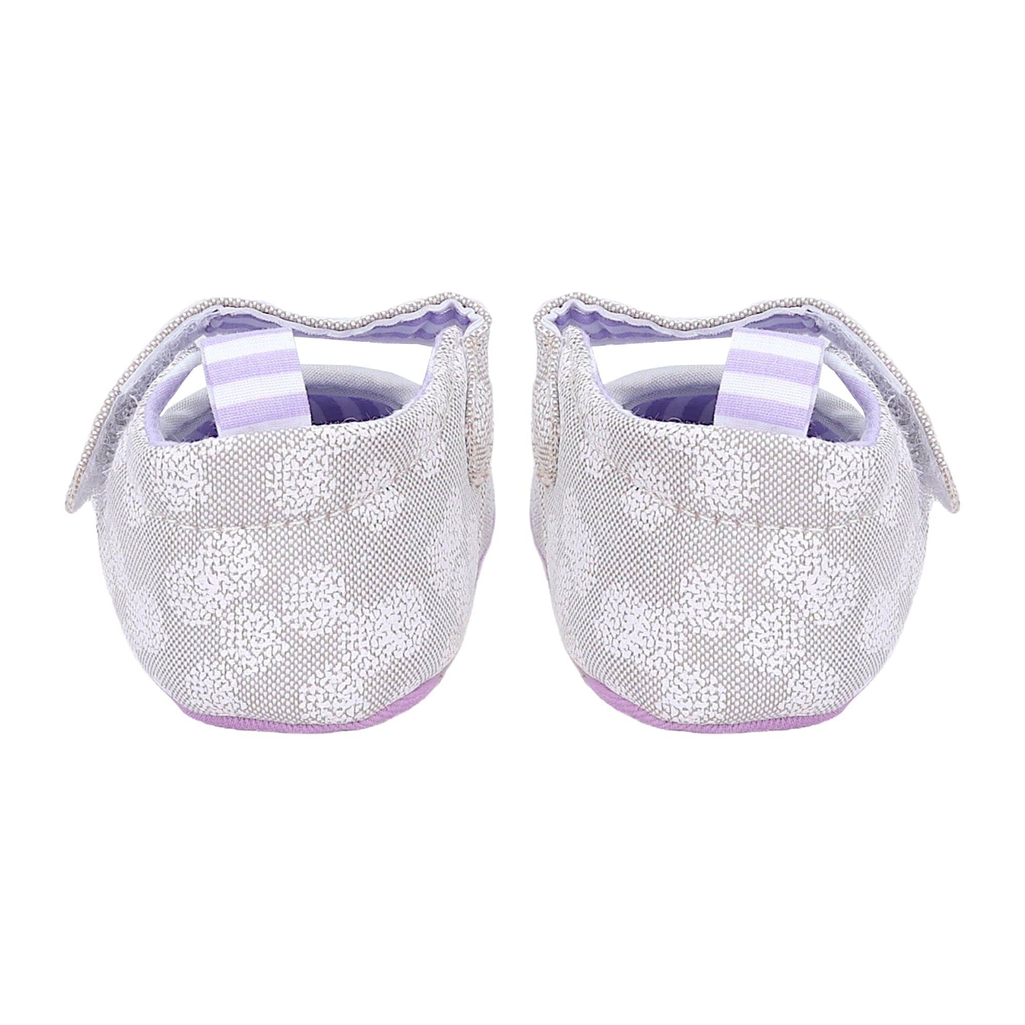 Baby Moo Textured Velcro Strap Anti-Skid Ballerina Booties - Grey