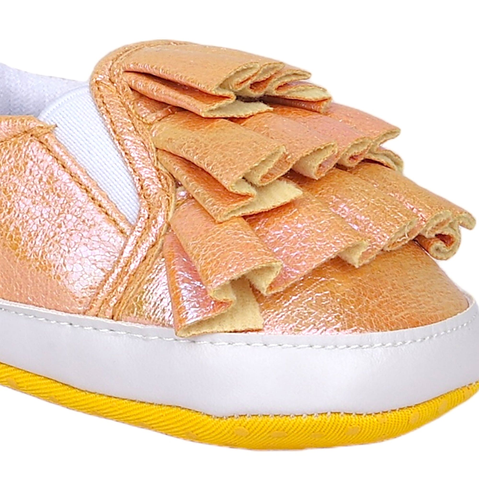 Baby Moo Frill Partywear Anti-Skid Slip-On Booties - Gold