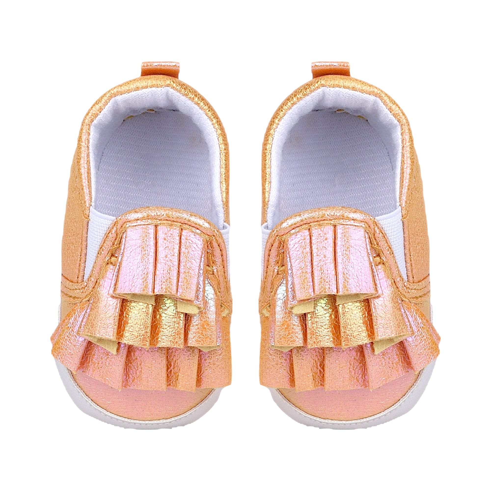 Baby Moo Frill Partywear Anti-Skid Slip-On Booties - Gold