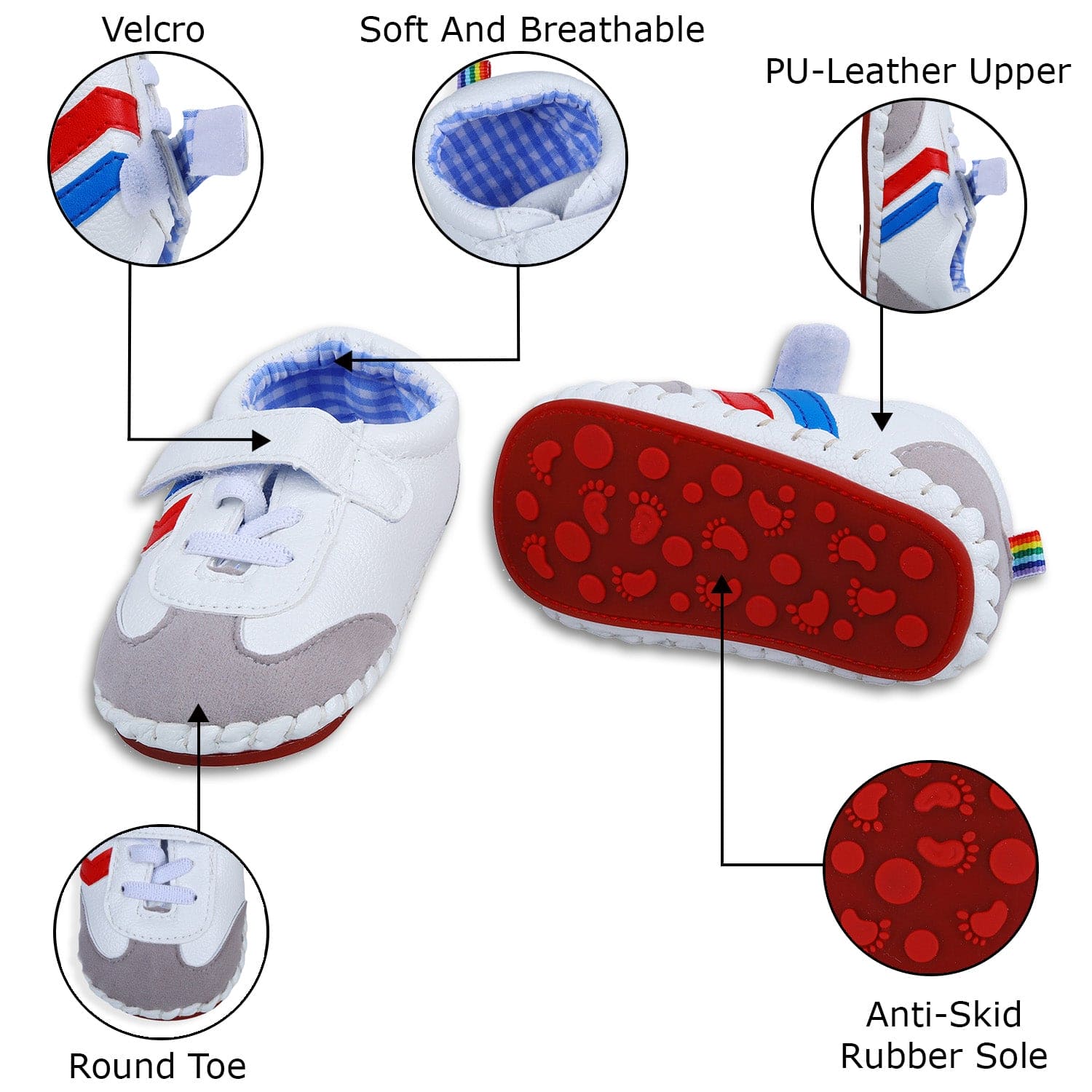 Velcro Colour Blocked Casual Anti-Skid Shoes - Multicolour