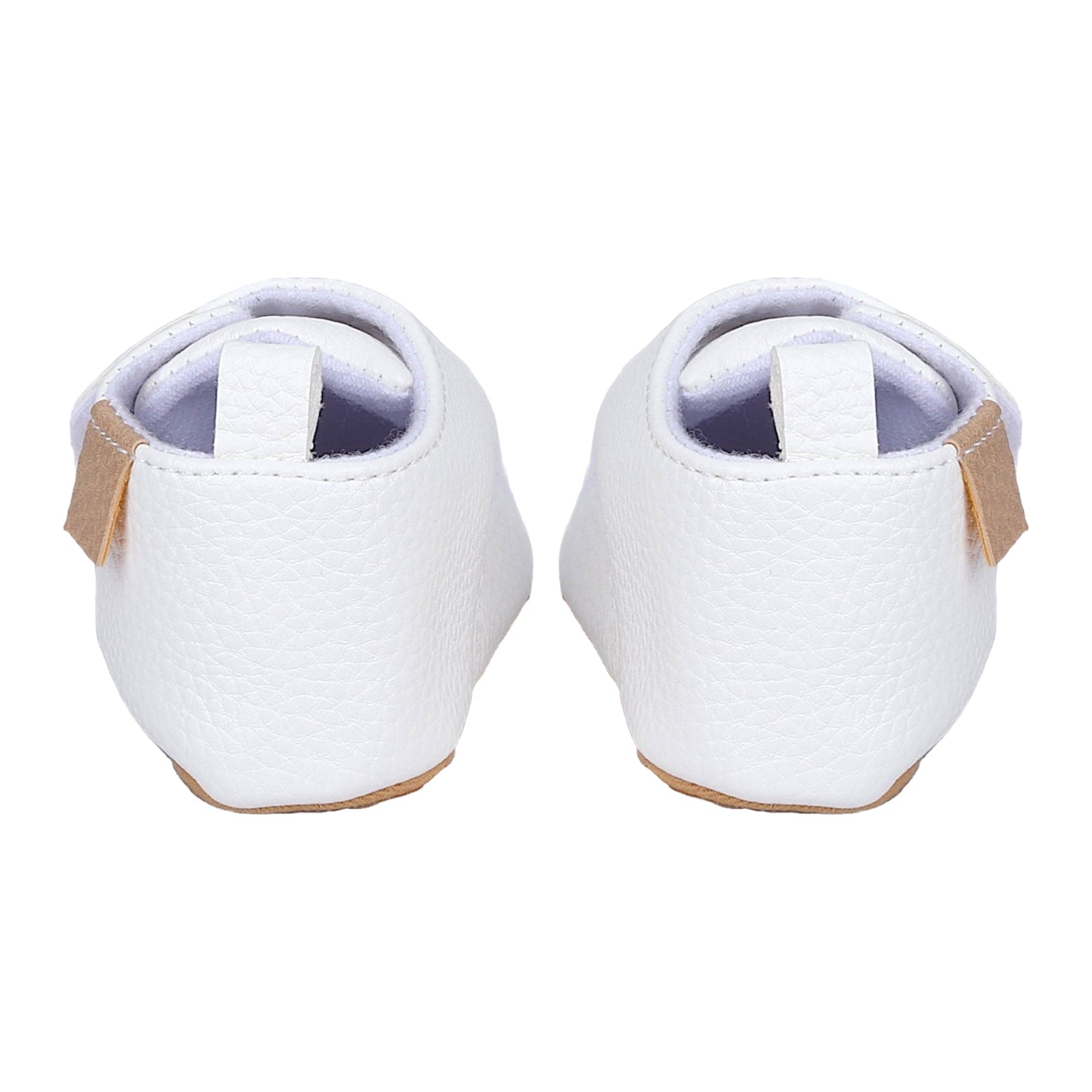 Baby Moo Stylish Vegan Leather Velcro Straps Anti-Skid Booties - White