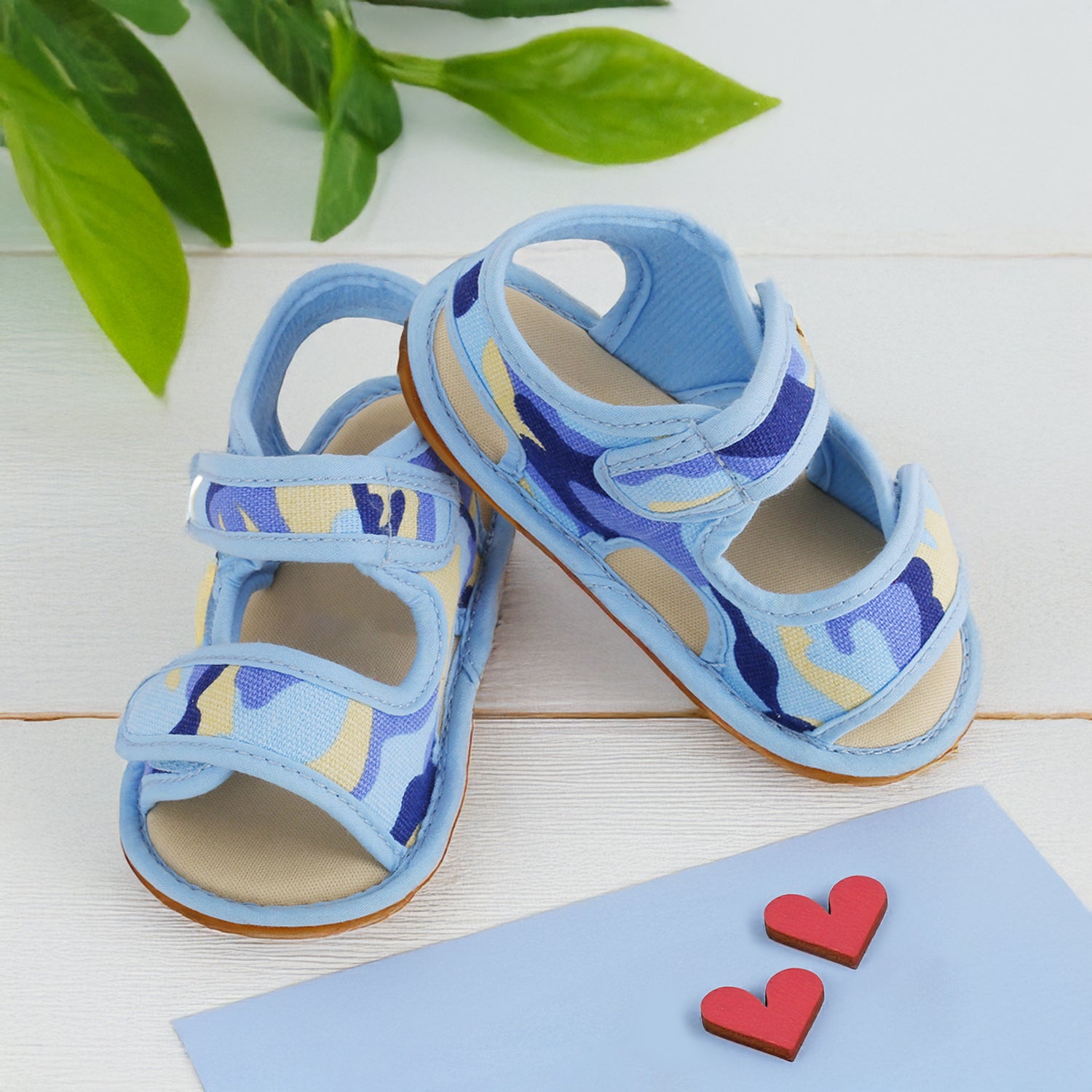 Baby Moo Camouflage Print Blue Open Toe Sandals