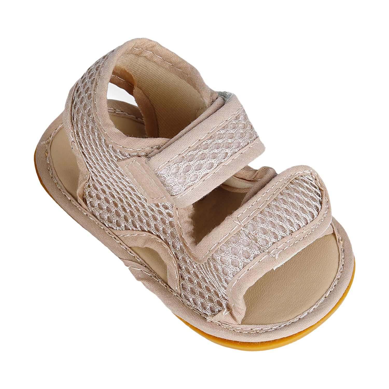 Solid Hookloop Comfortable Anti-skid Floater Sandals - Beige