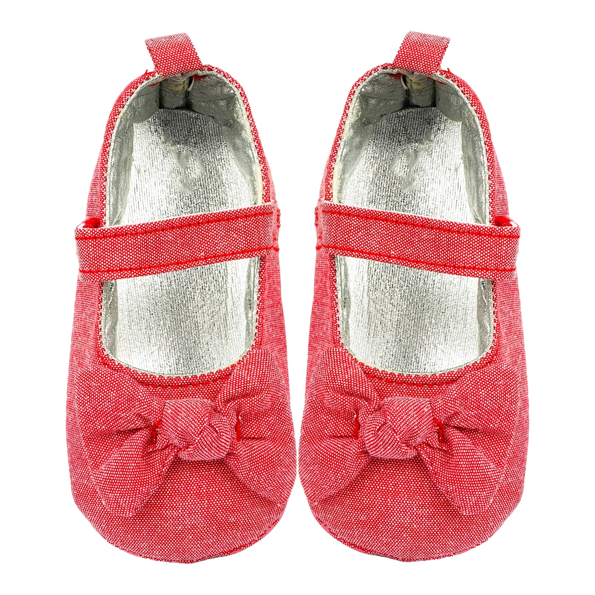 Baby Moo Pretty Bow Knot Velcro Strap Anti-Skid Ballerina Booties - Pink