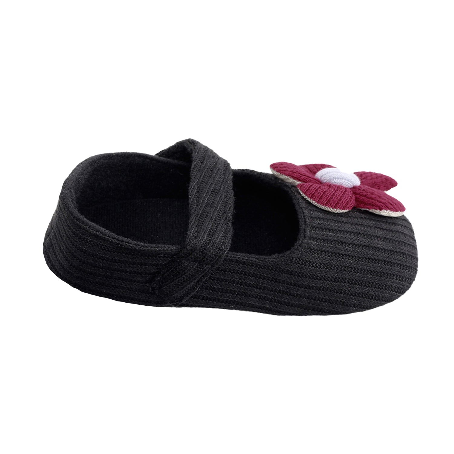 Floral Applique Black And Red Booties