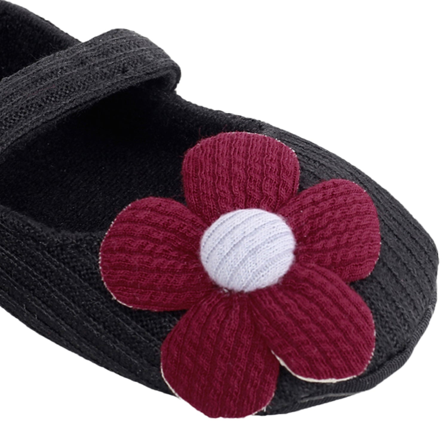 Floral Applique Black And Red Booties
