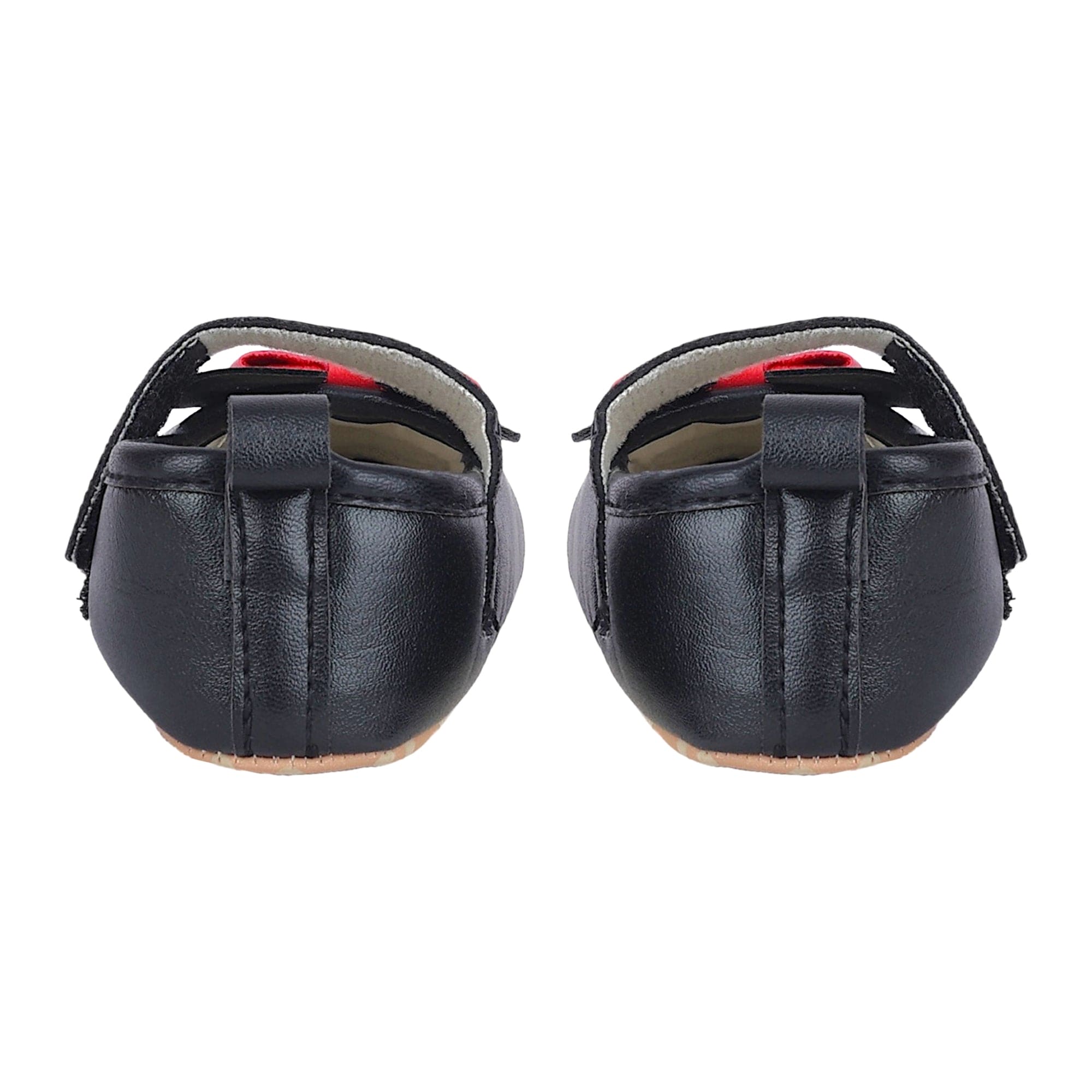Baby Moo Mini Mouse Bow Velcro Strap Anti-Skid Ballerina Booties - Black