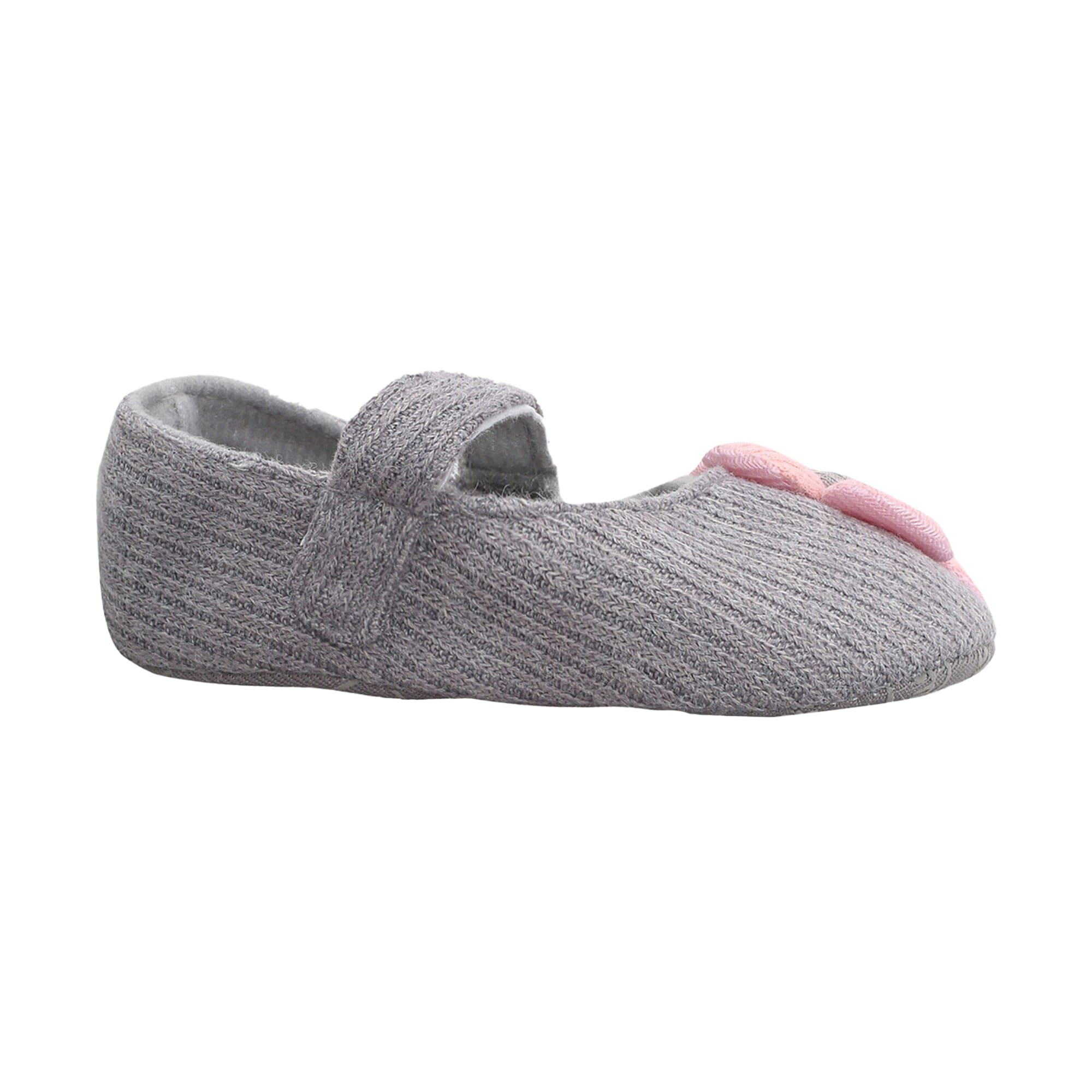Baby Moo Floral Applique Grey And Peach Booties