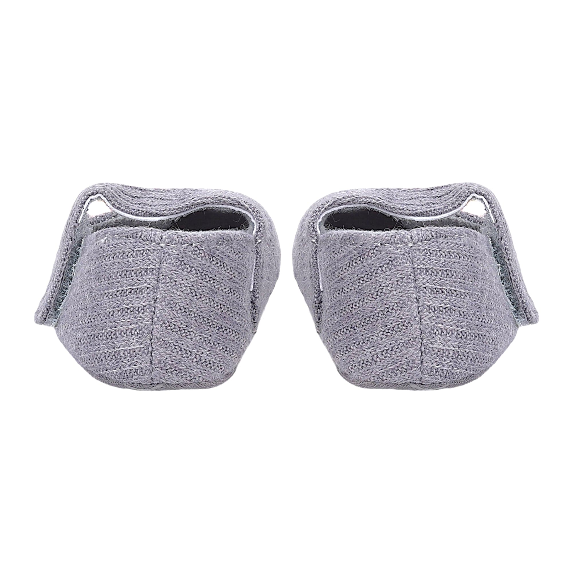 Baby Moo 3D Flower Button Velcro Strap Anti-Skid Ballerina Booties - Grey
