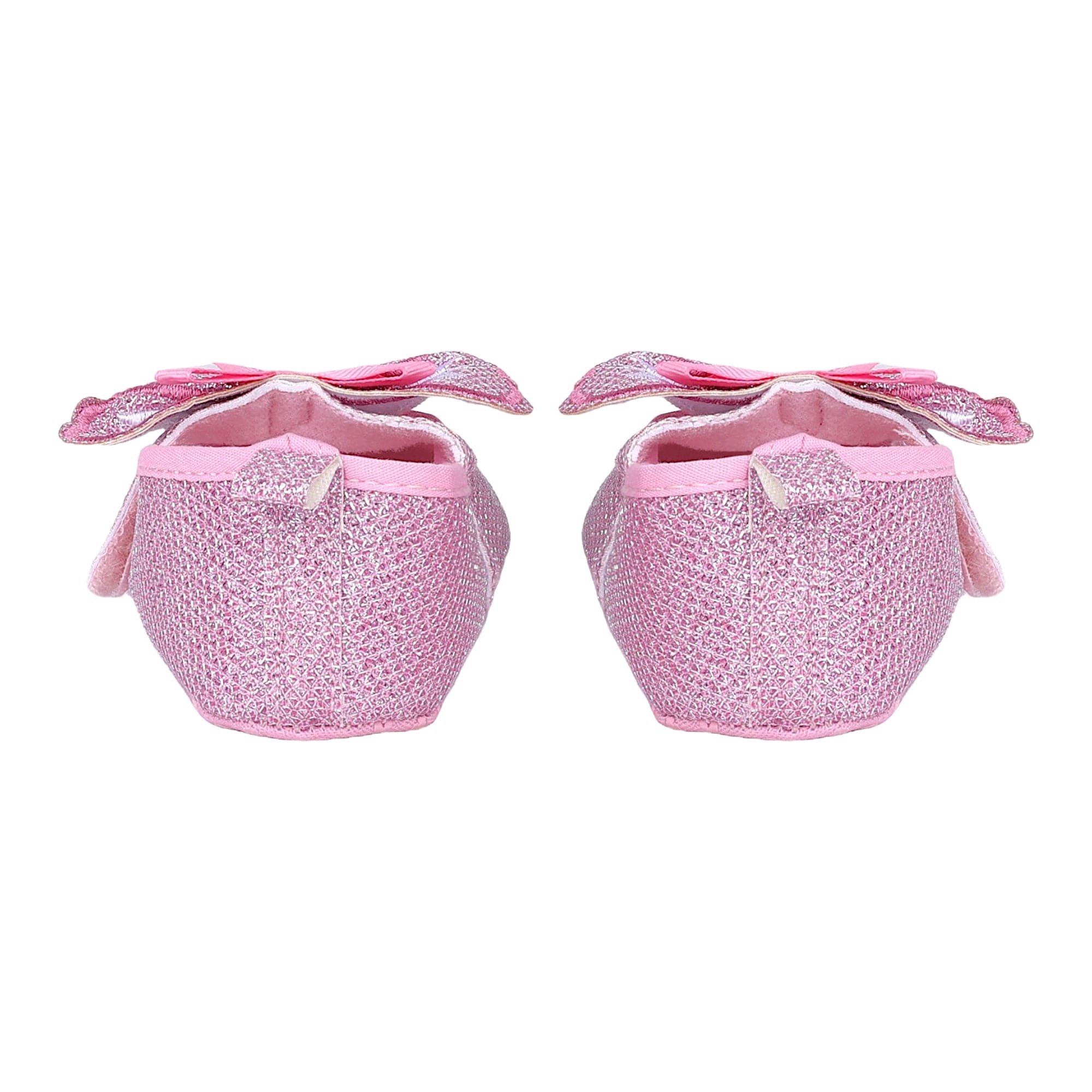 Baby Moo Butterfly Bow Shiny Party Anti-Skid Ballerina Booties - Pink
