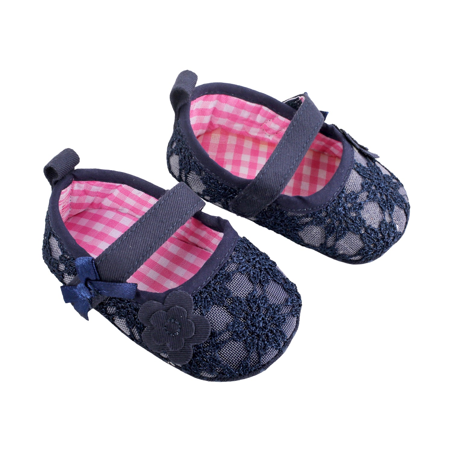 Baby Moo Floral Lace Blue Booties