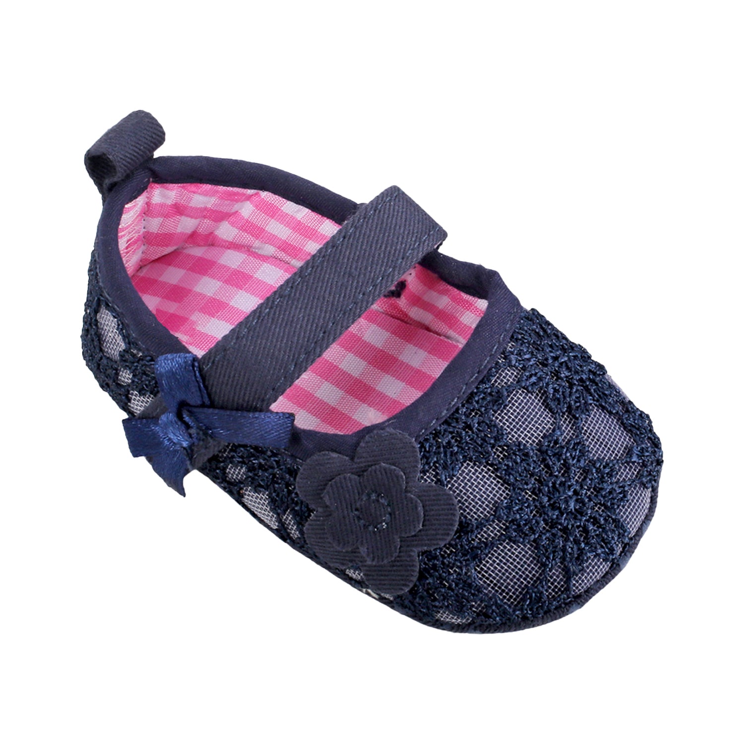 Baby Moo Floral Lace Blue Booties