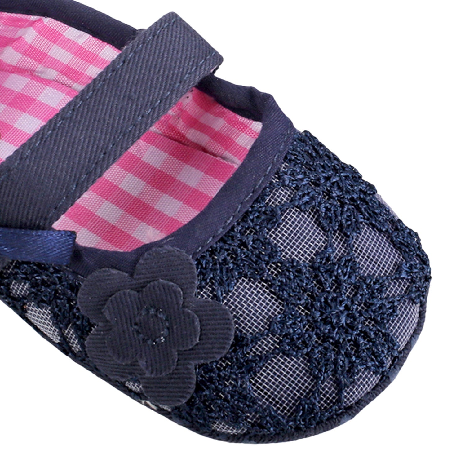Baby Moo Floral Lace Blue Booties