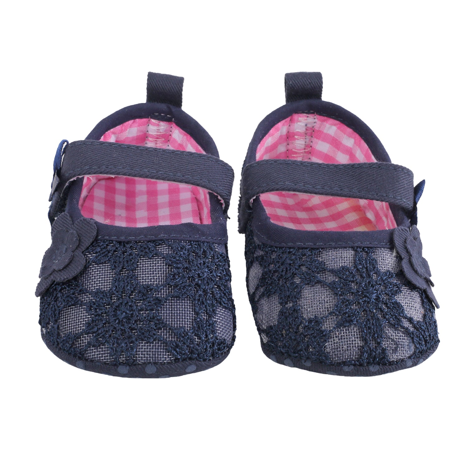 Baby Moo Floral Lace Blue Booties