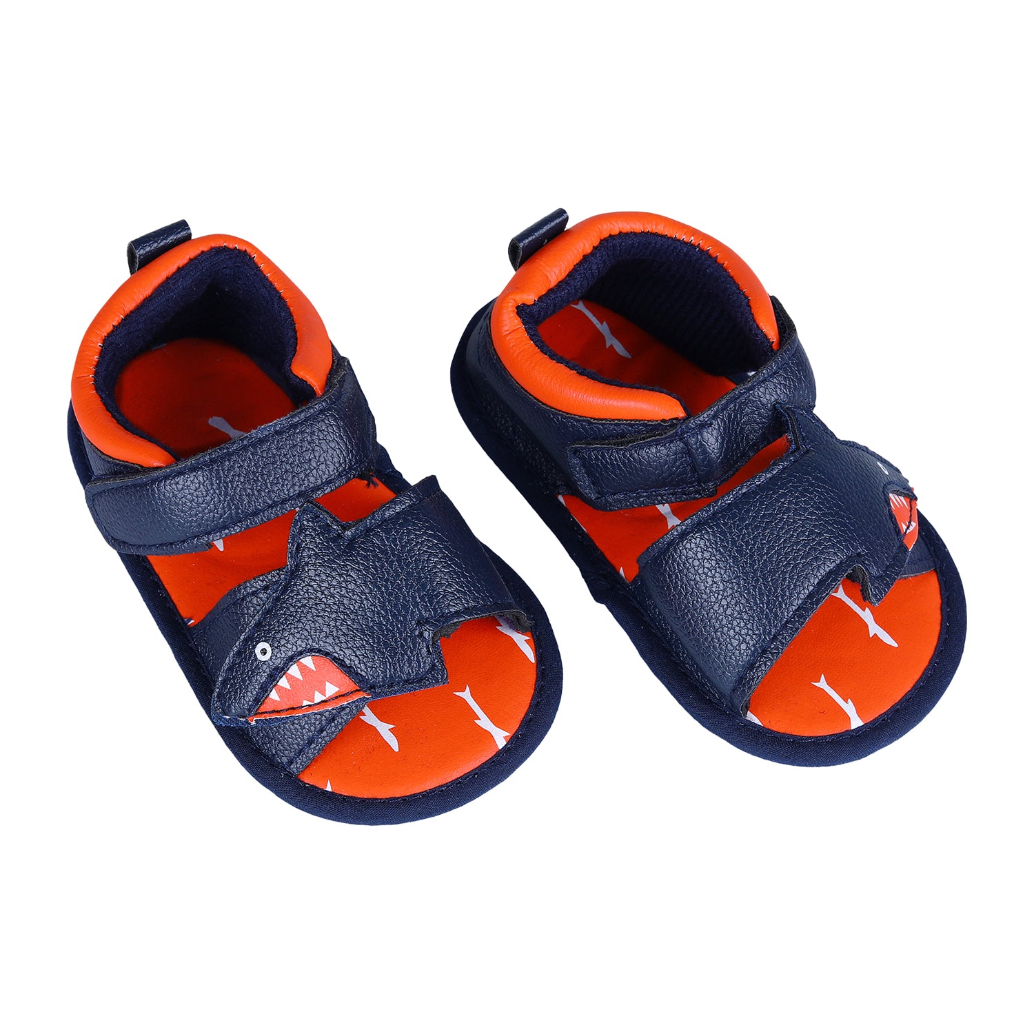 Shark Anti-Slip PU Leather Sole Sandals - Blue And Orange