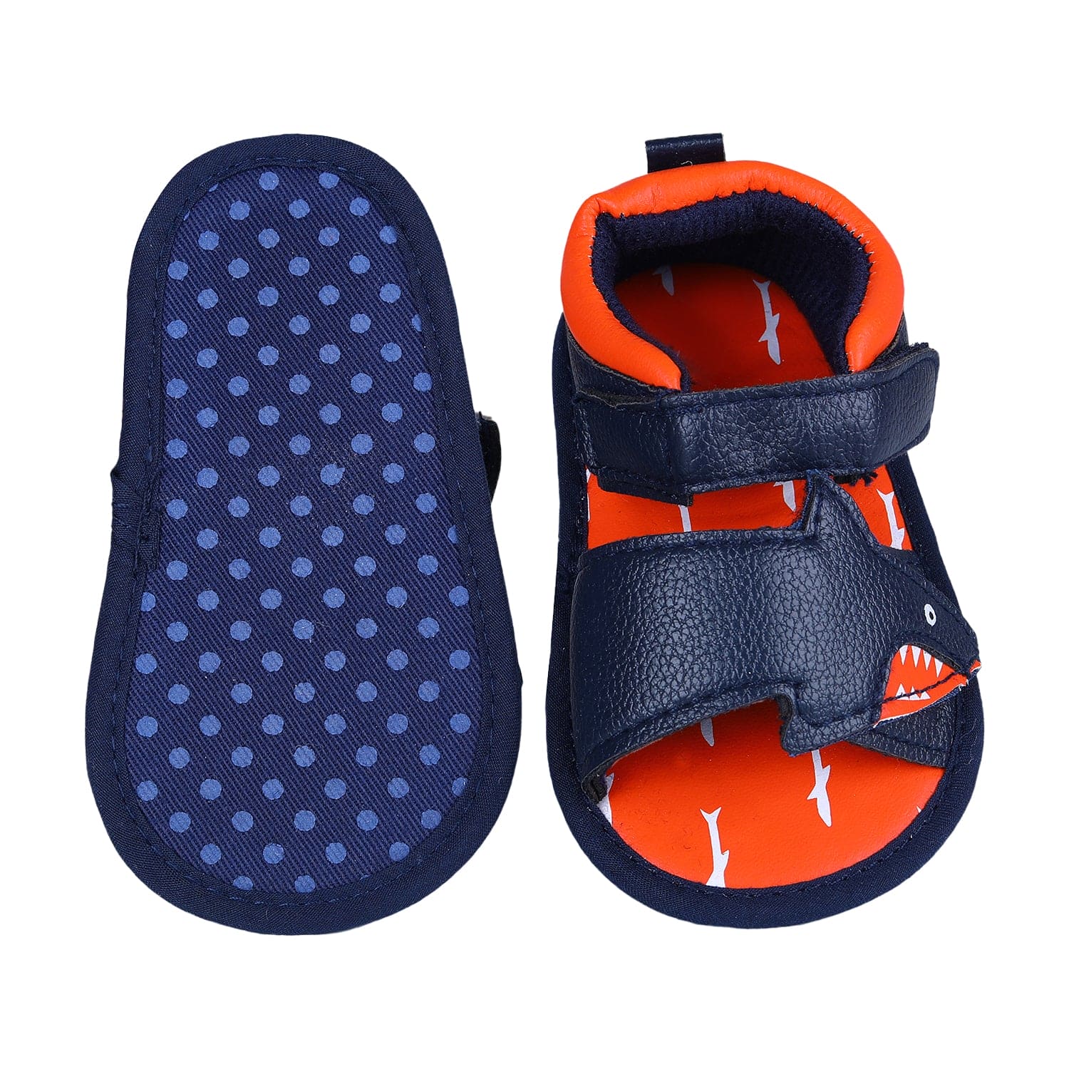 Shark Anti-Slip PU Leather Sole Sandals - Blue And Orange