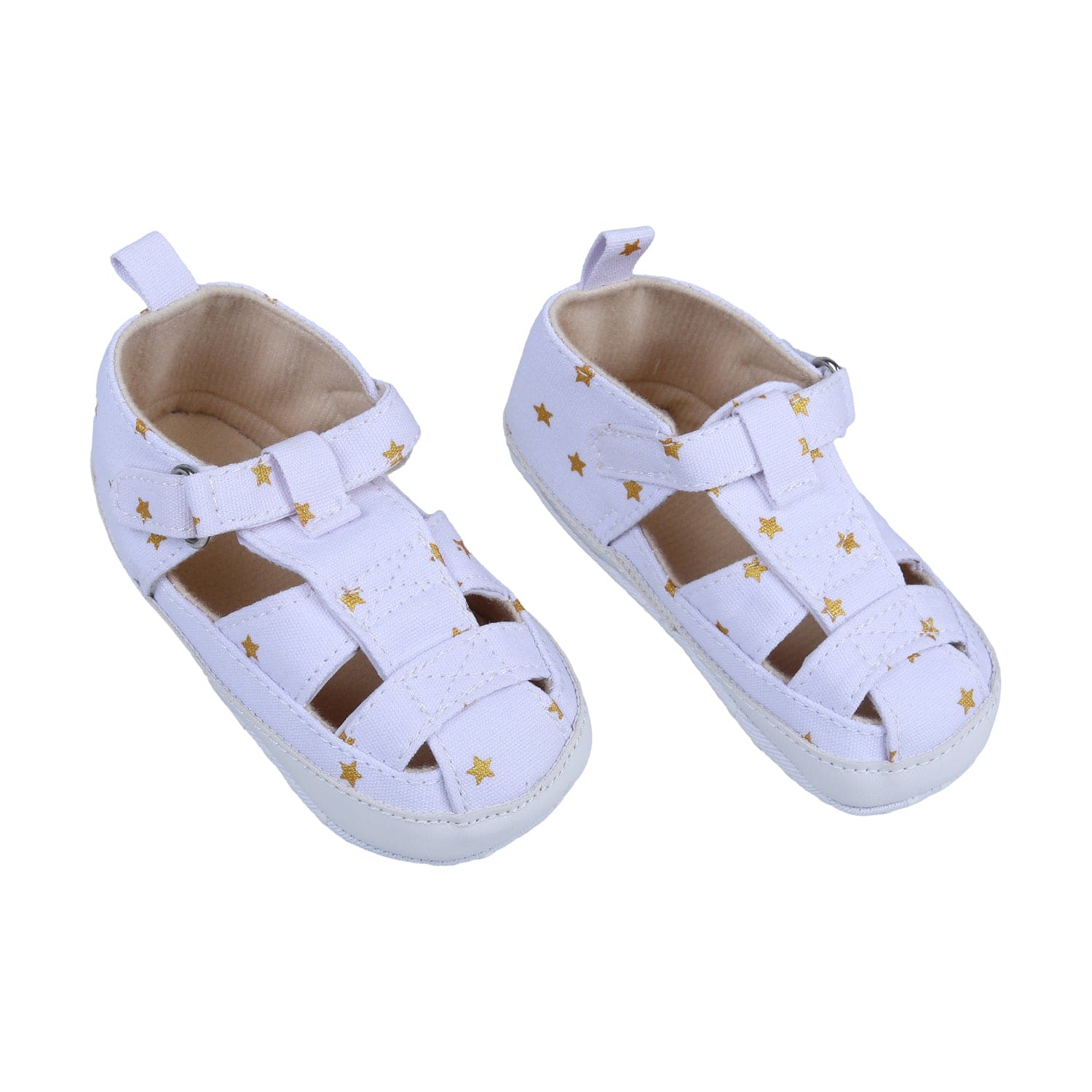 Star Premium Anti-Slip Velcro Hook-Loop Sandal Booties - White