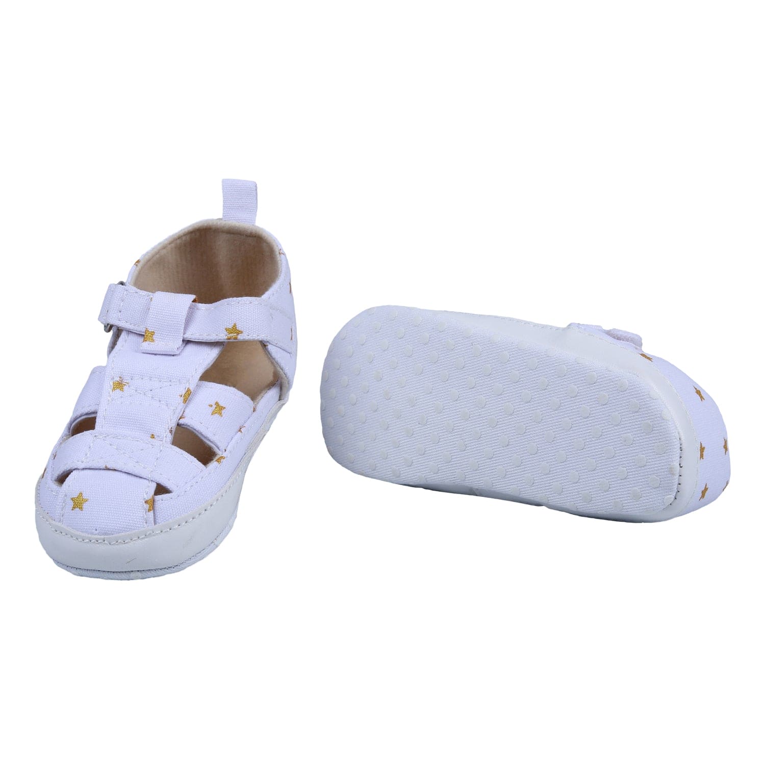Star Premium Anti-Slip Velcro Hook-Loop Sandal Booties - White