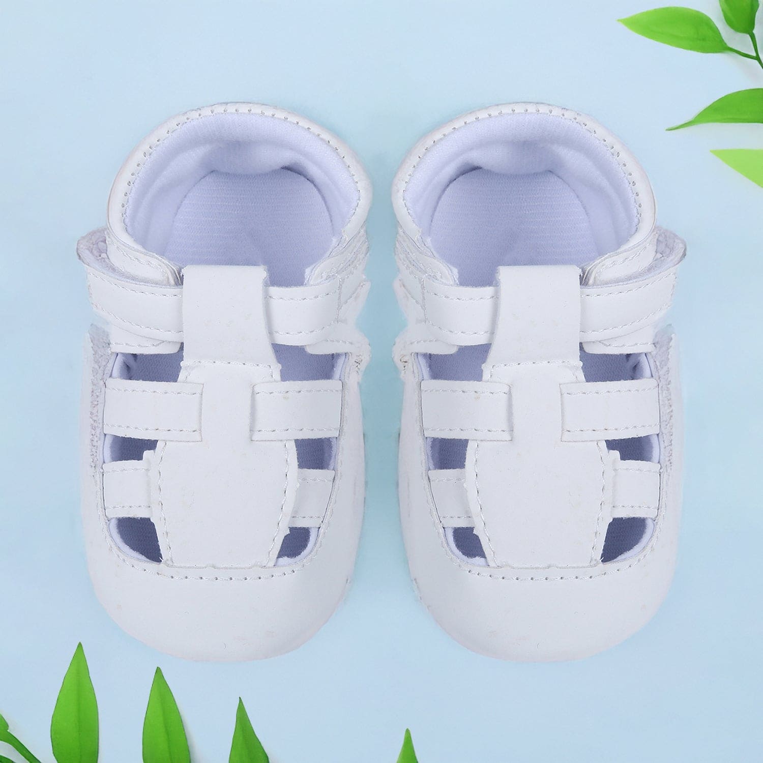 Velcro Hook-Loop Premium Anti-Slip Sandal Booties - White