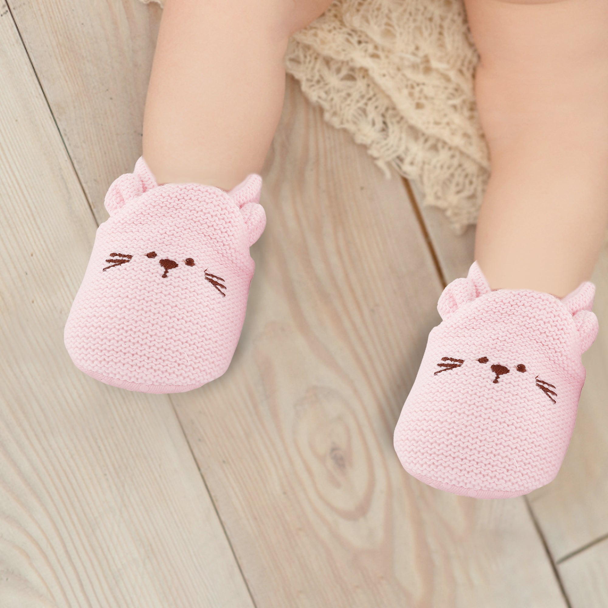 Knitted Pink Casual Booties