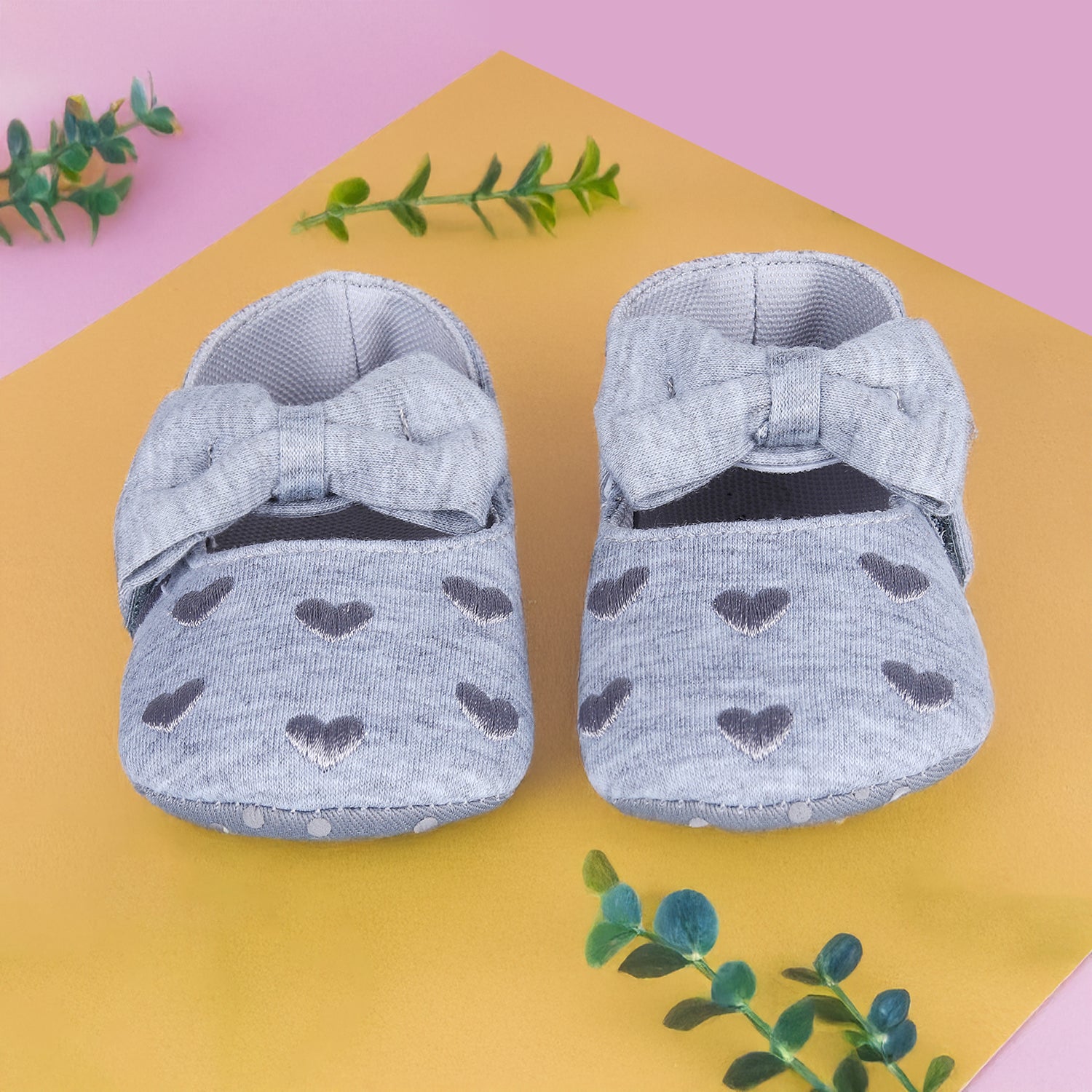 Princess Heart Premium Girls Anti-Slip Ballerina Booties - Grey