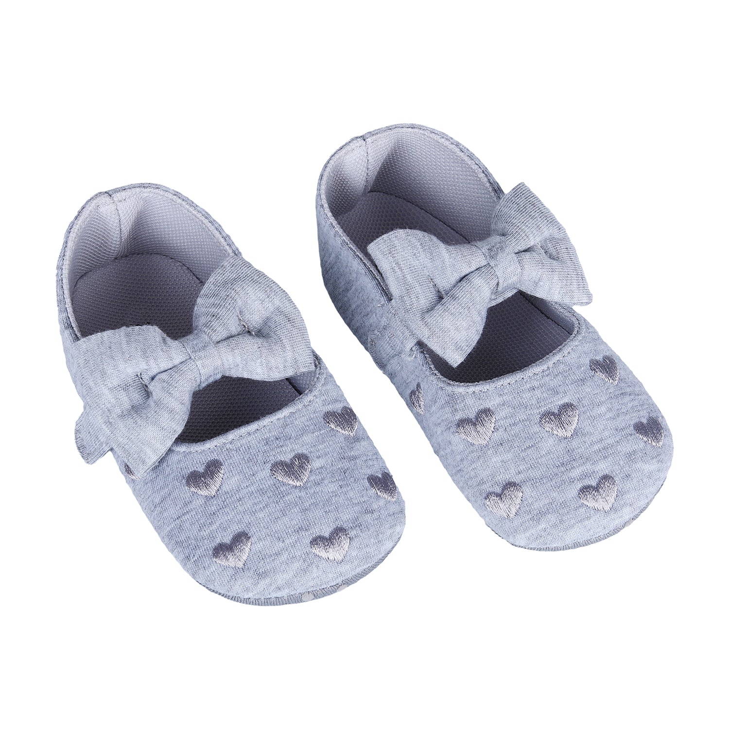 Princess Heart Premium Girls Anti-Slip Ballerina Booties - Grey