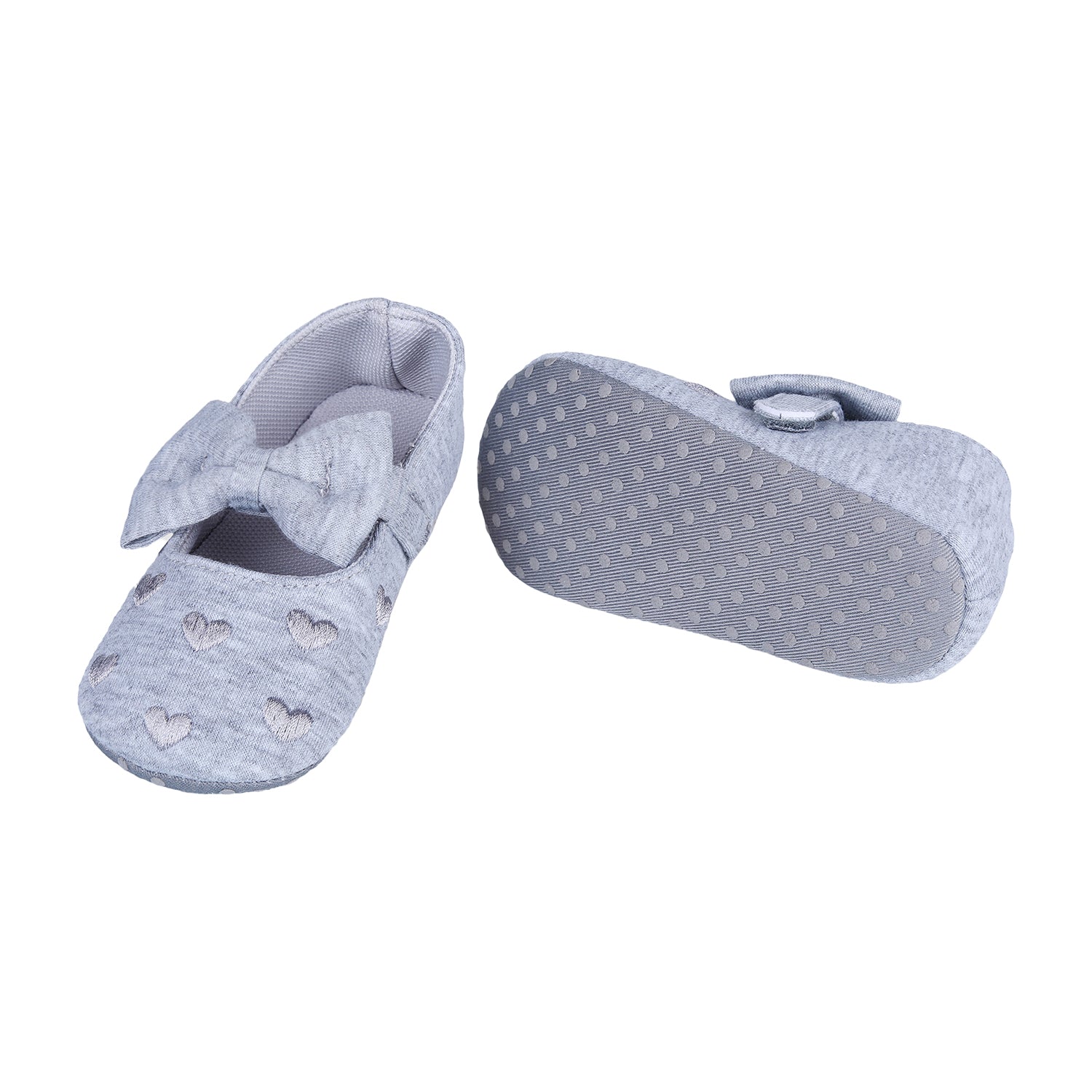 Princess Heart Premium Girls Anti-Slip Ballerina Booties - Grey