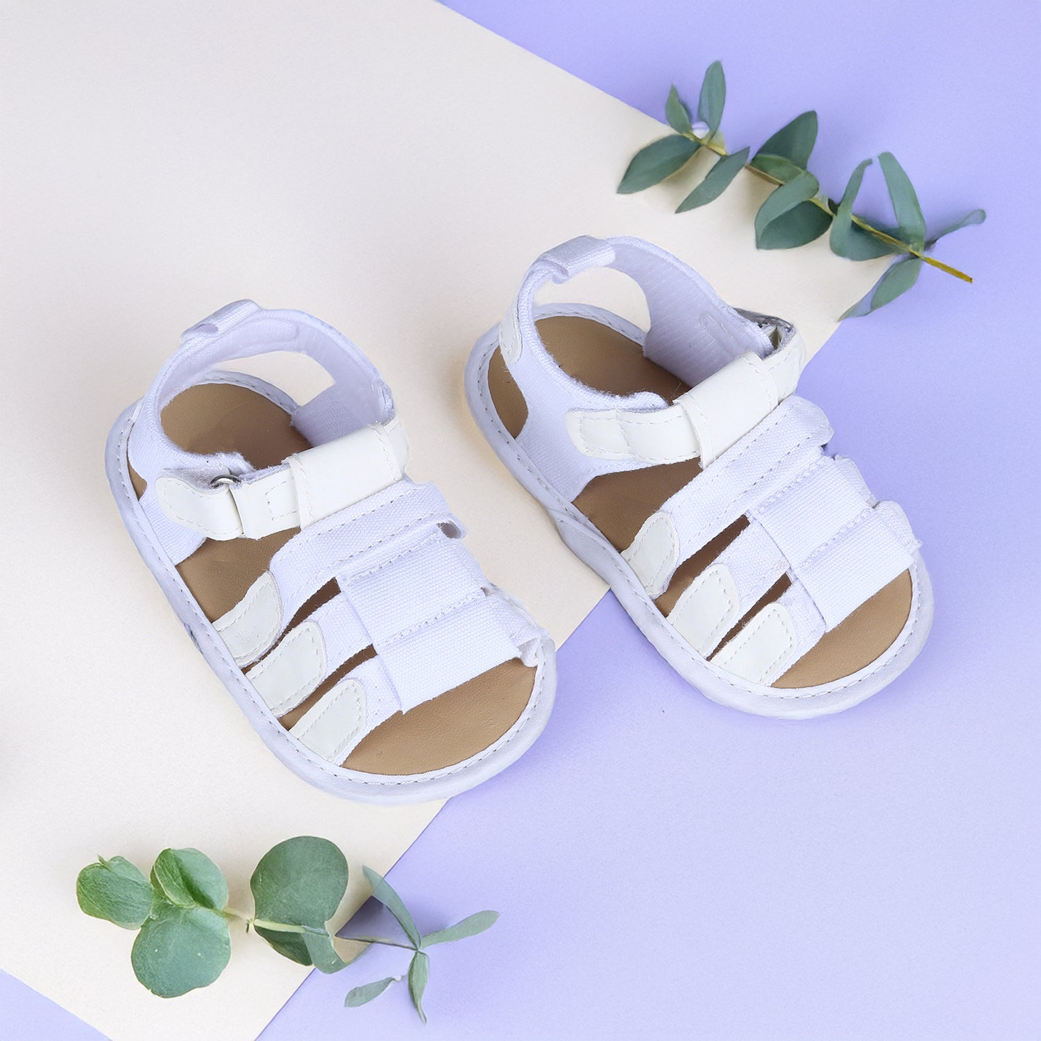 Plain Stylish And Comfortable Open Toe Sandal Booties - White