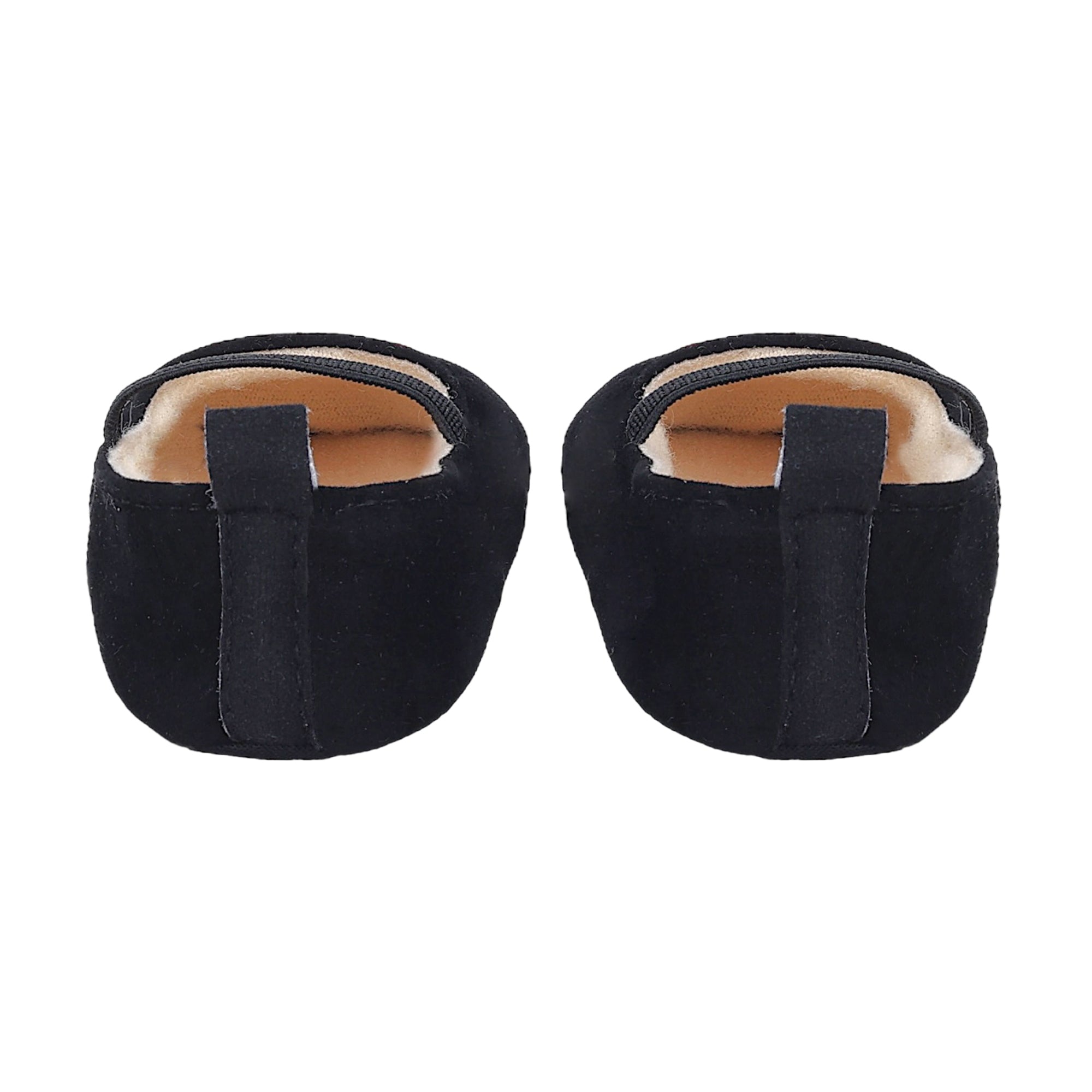 Baby Moo Queen Of Hearts Anti-Skid Elastic Strap Ballerina Booties - Black, Red