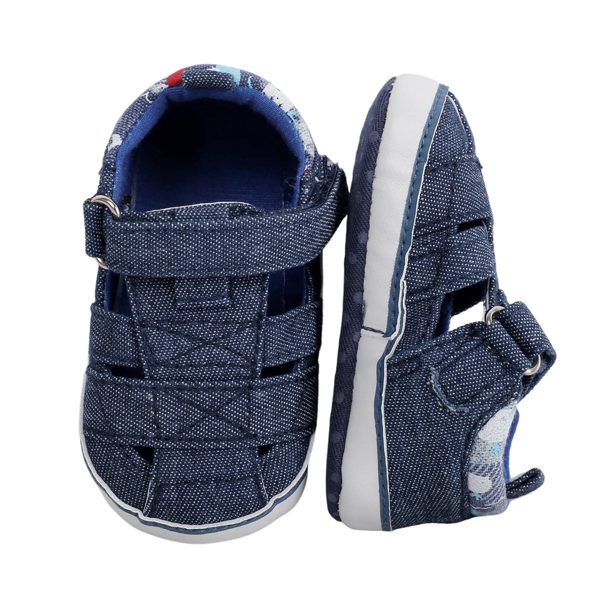 Baby Moo Denim Blue Velcro Booties