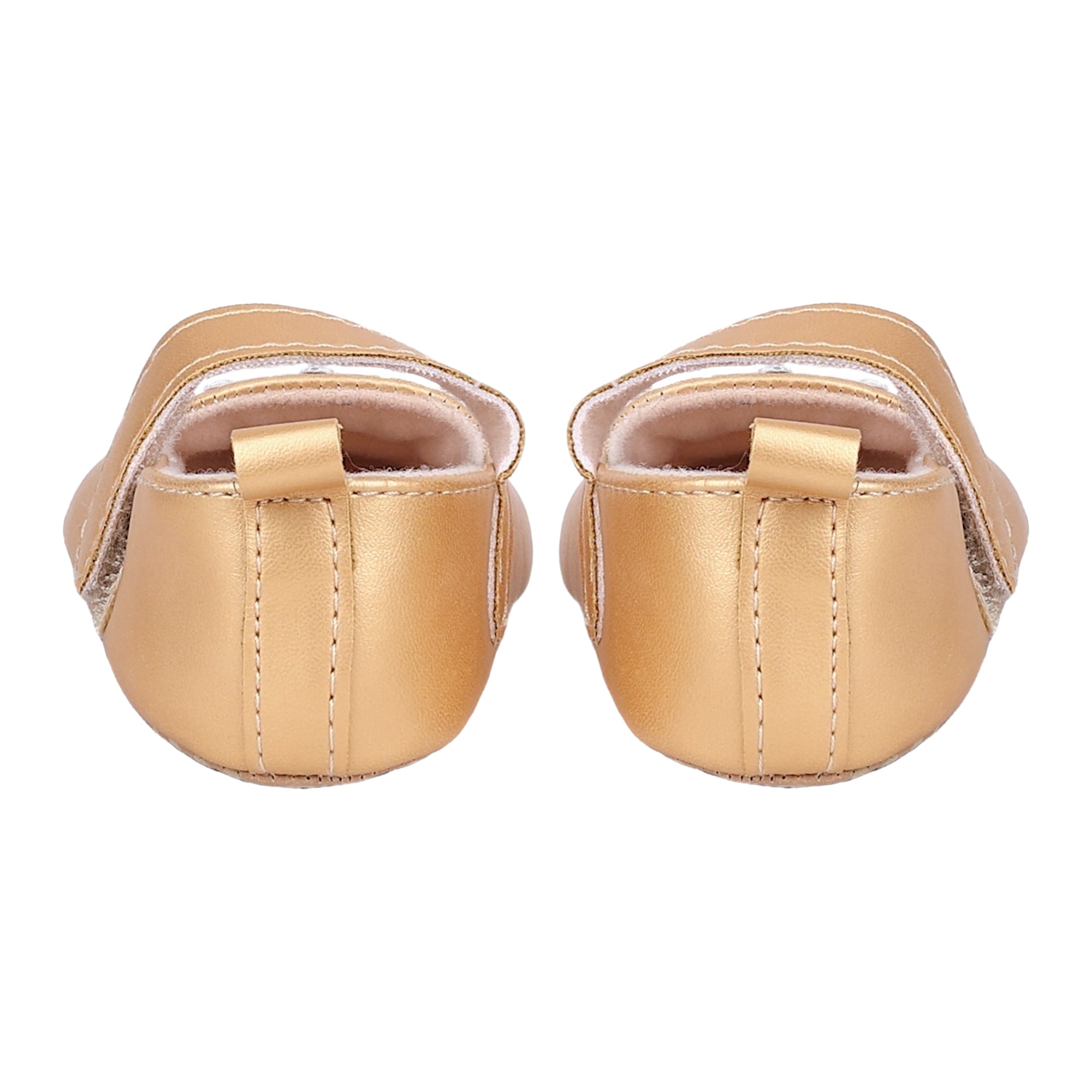 Baby Moo Crown Sequin Partywear Anti-Skid Ballerina Booties - Gold, Metallic