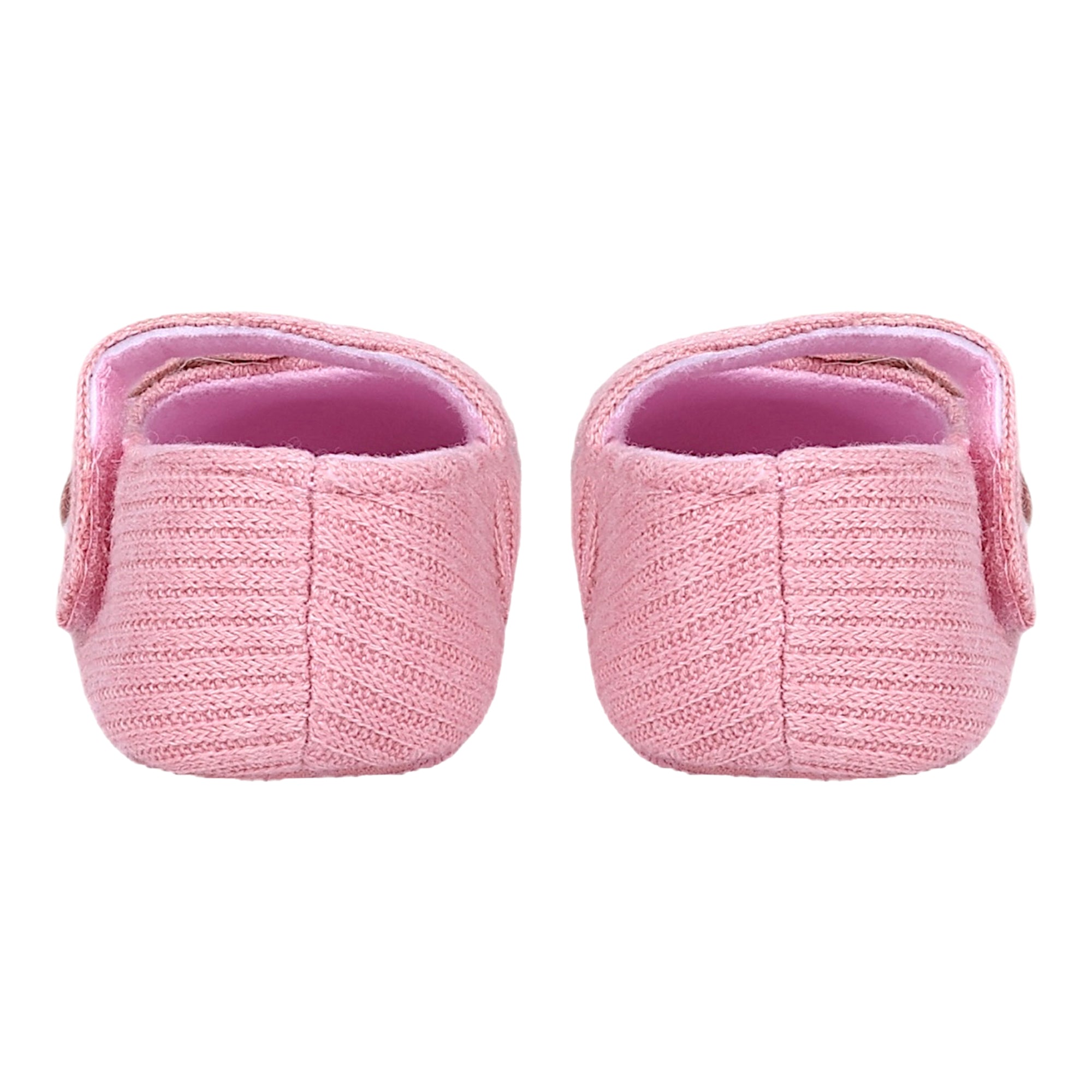 Baby Moo Elegant Embellished Flower Velcro Strap Anti-Skid Ballerina Booties - Pink